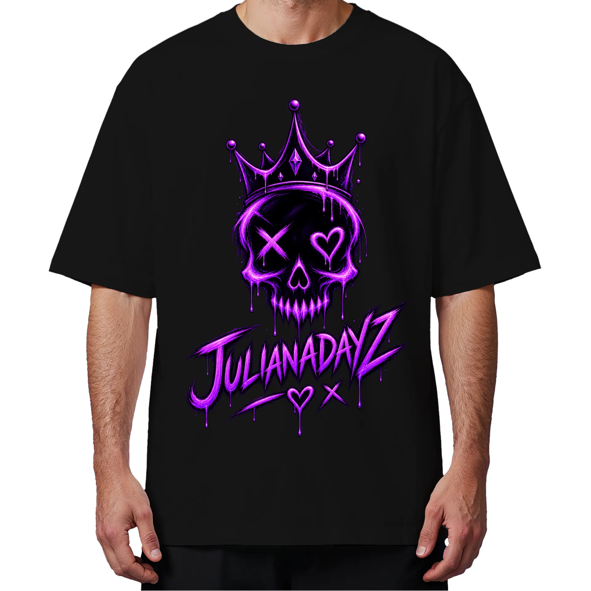 Camiseta Oversized Caveira Coroada Roxa - Imagem 4