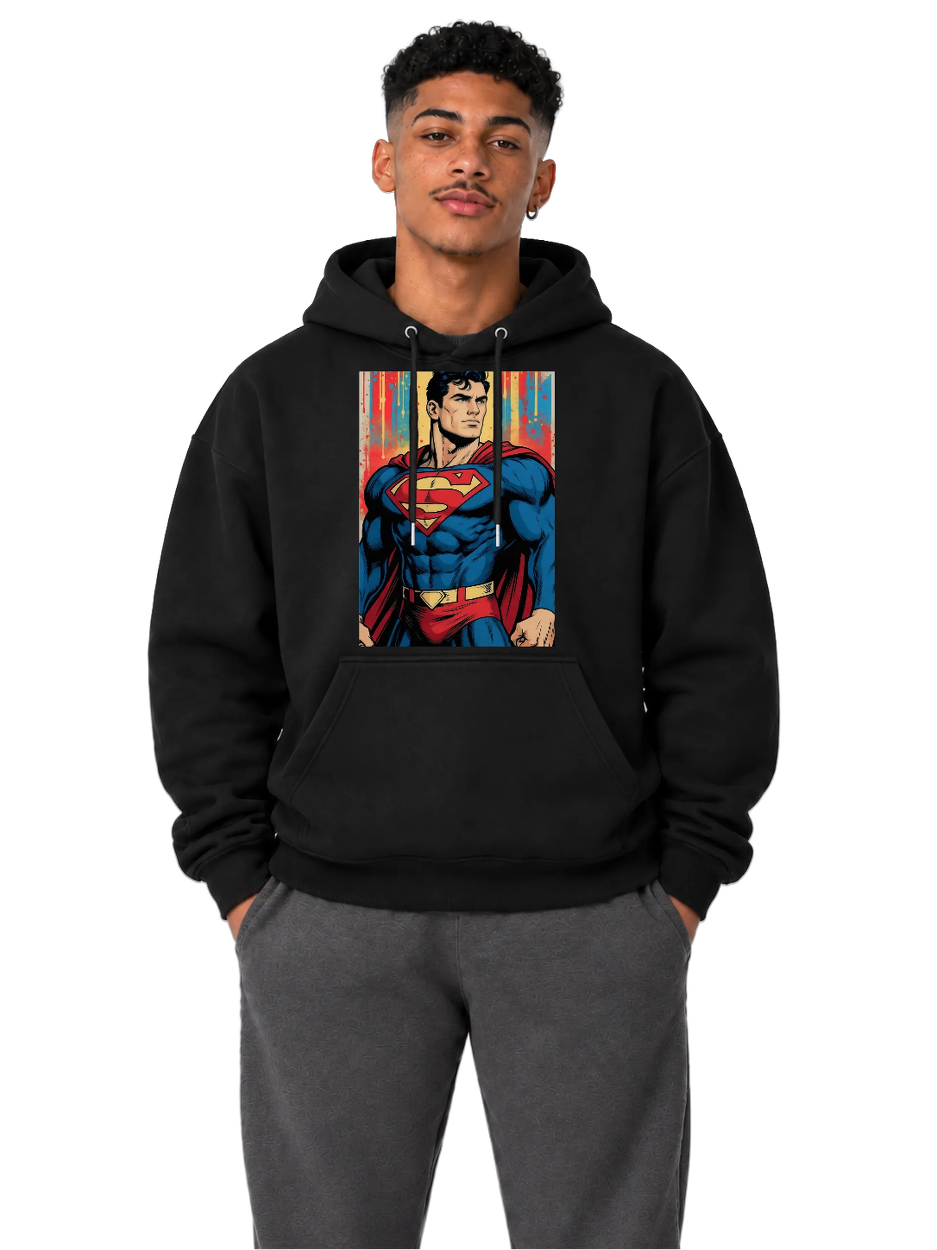 Blusa Moletom Canguru Herói de Capa em Estilo de Quadrinhos - Imagem 3