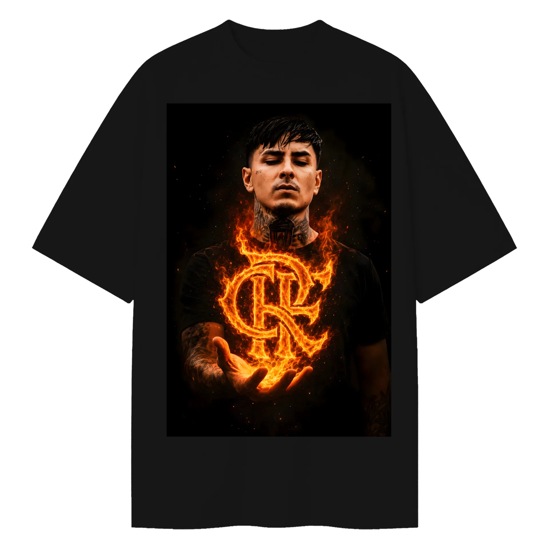 Camiseta Oversized Estampa Personalizada Preta de AD10 FLATUBE  — imagem 1 de 6