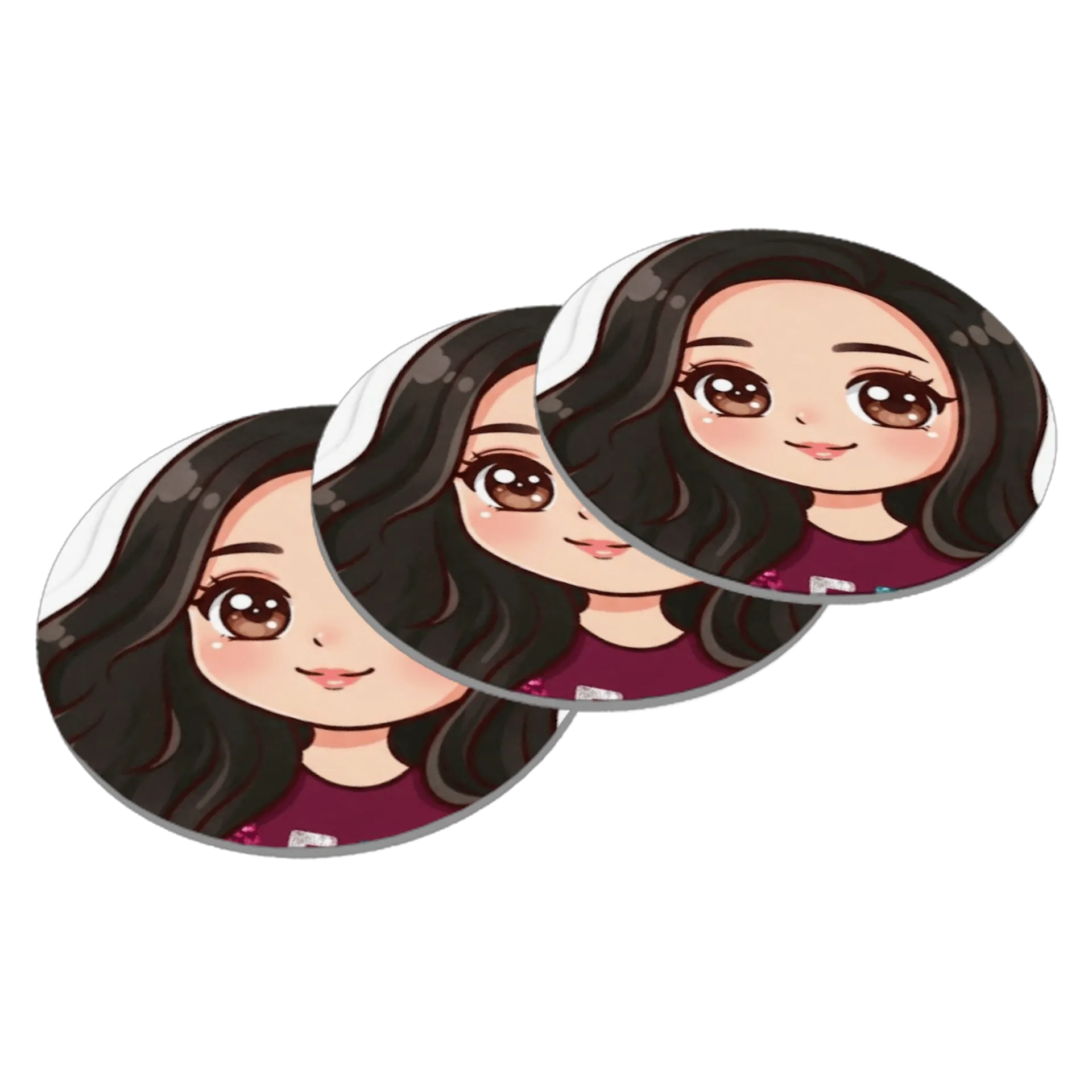 Porta-copo MDF Menina em Estilo Cartoon Colorido - Imagem 2
