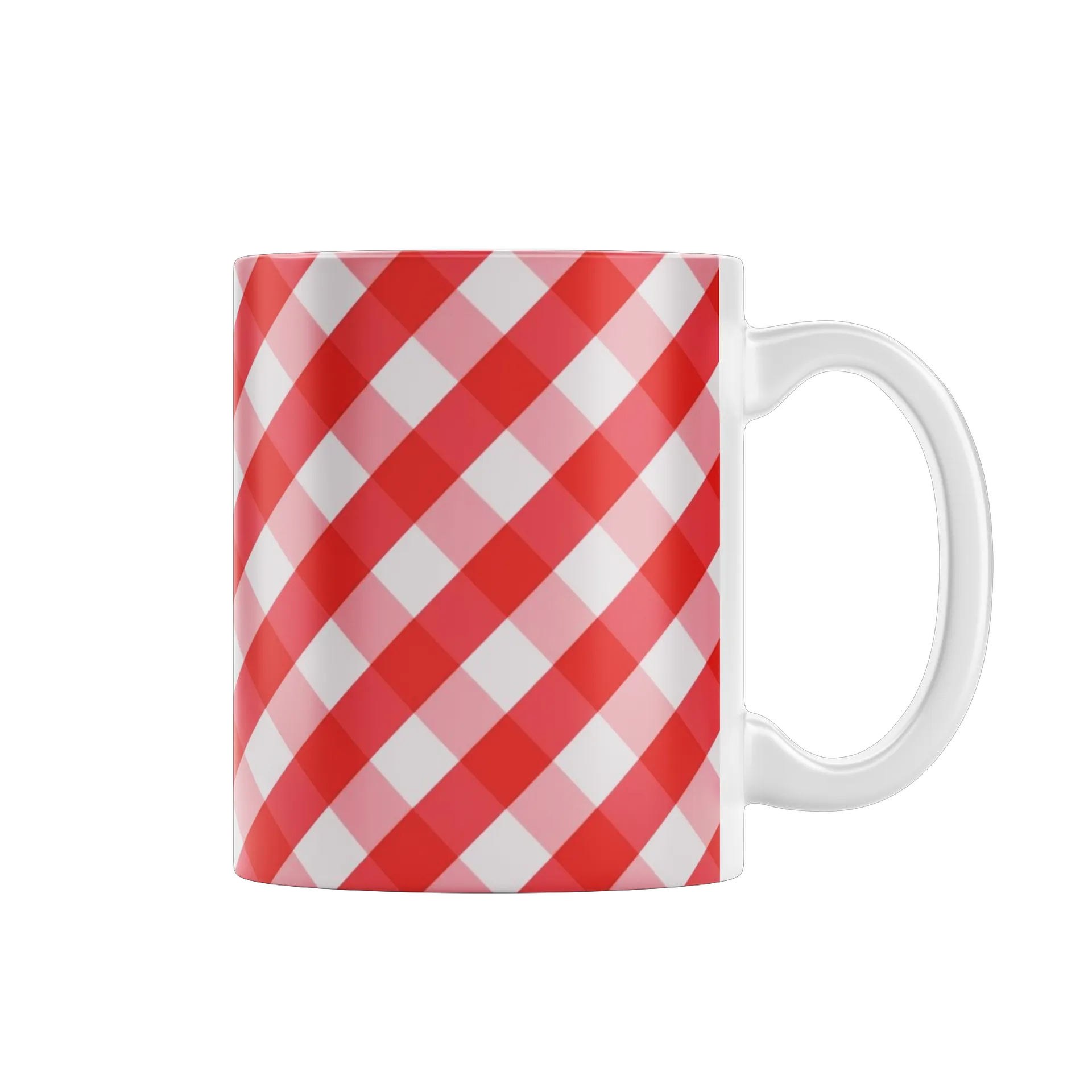 Caneca Porcelana Estampa Romântica Xadrez 325ml - Imagem 1