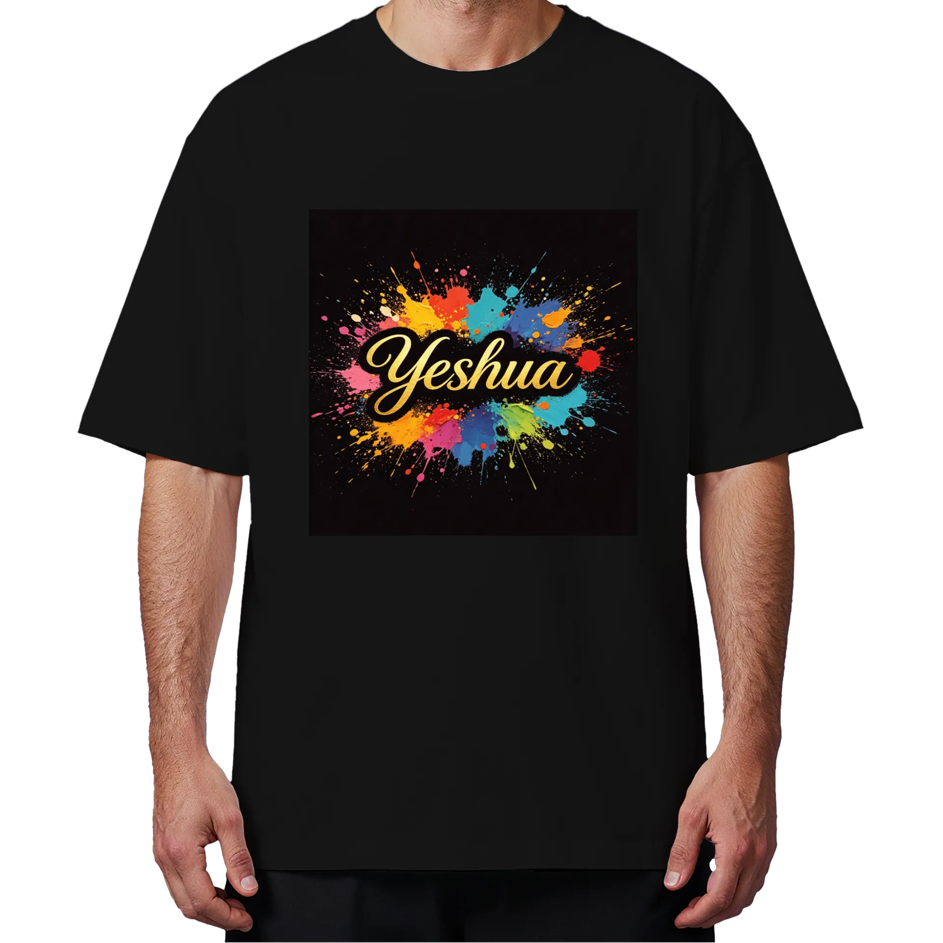 Camiseta Oversized YeshuA Multicolor Splash 100% Algodão - Imagem 4