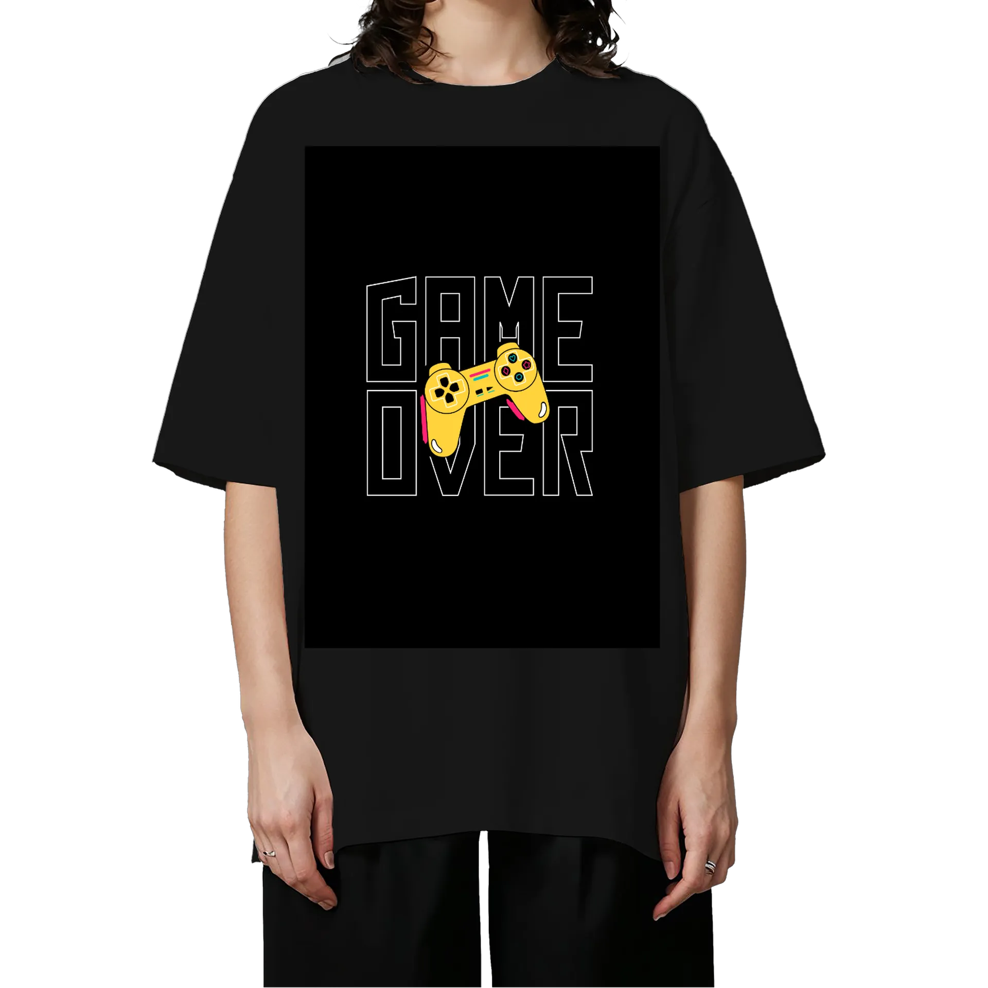 Camiseta Oversized Estampa Game Over Letras Gamer coesa de Gameon19 — imagem 3 de 6