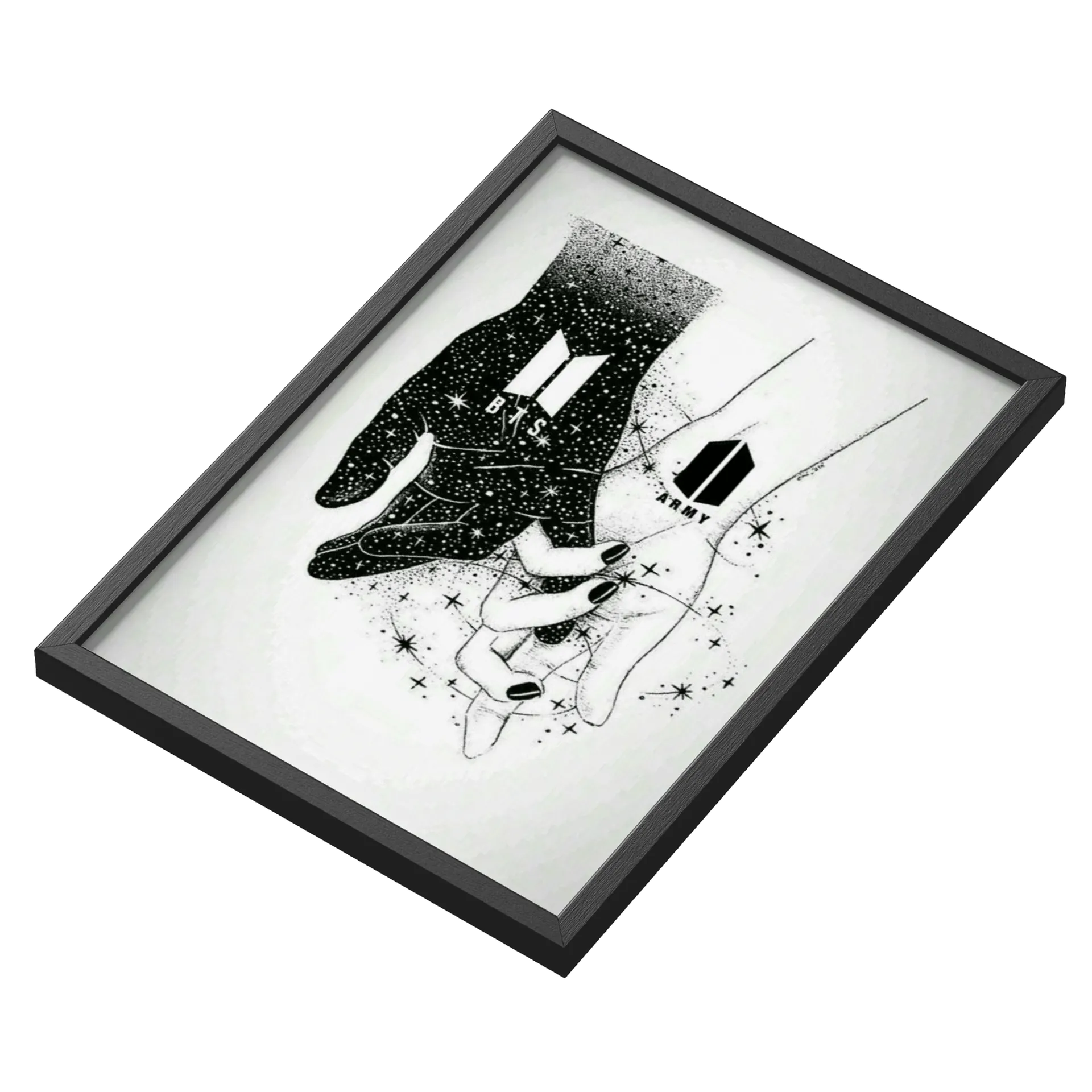 Quadro Estampa Mãos BTS e ARMY A3 MDF e Vidro - Imagem 3