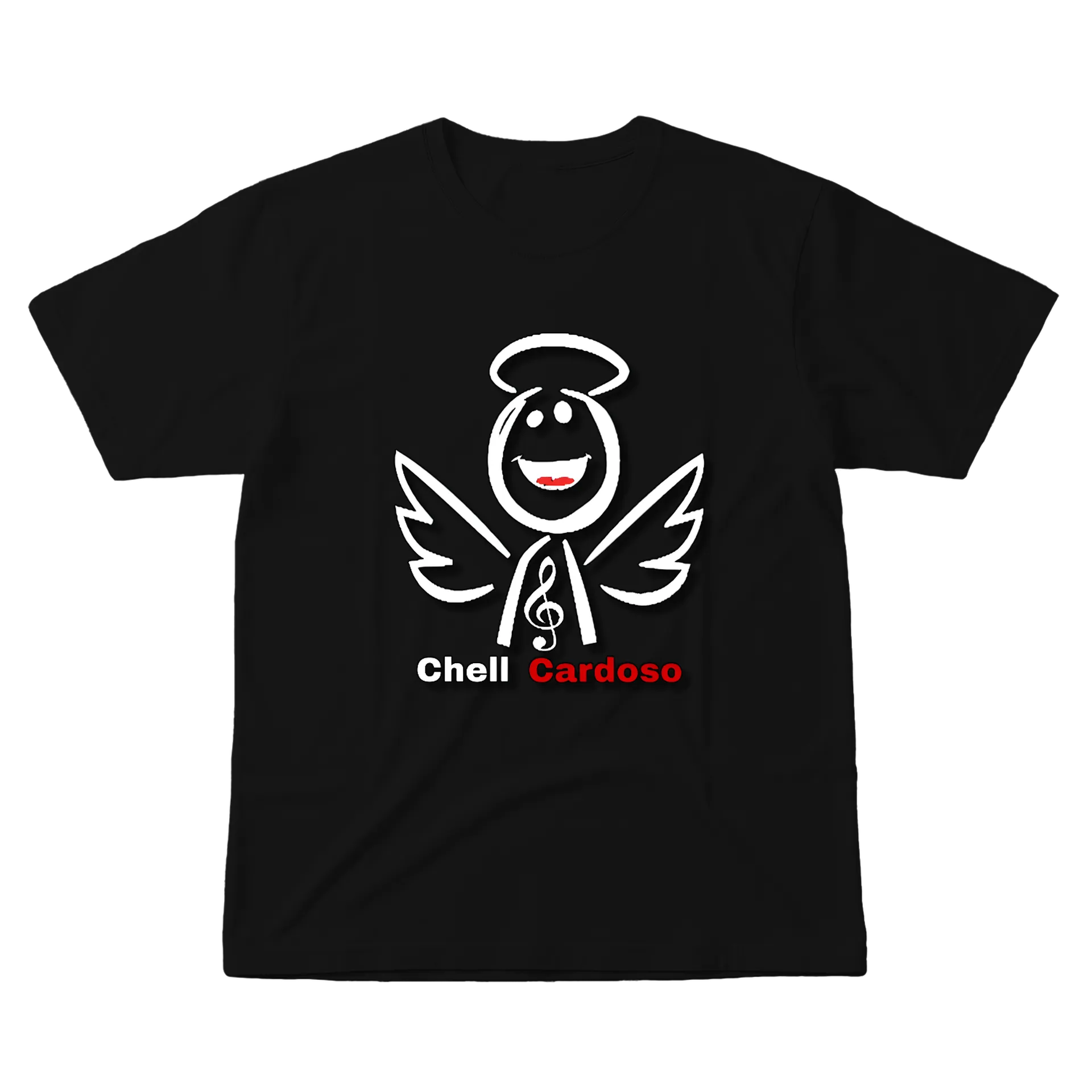 Camiseta Chell Cardoso 100% Algodão Preto - Imagem 1