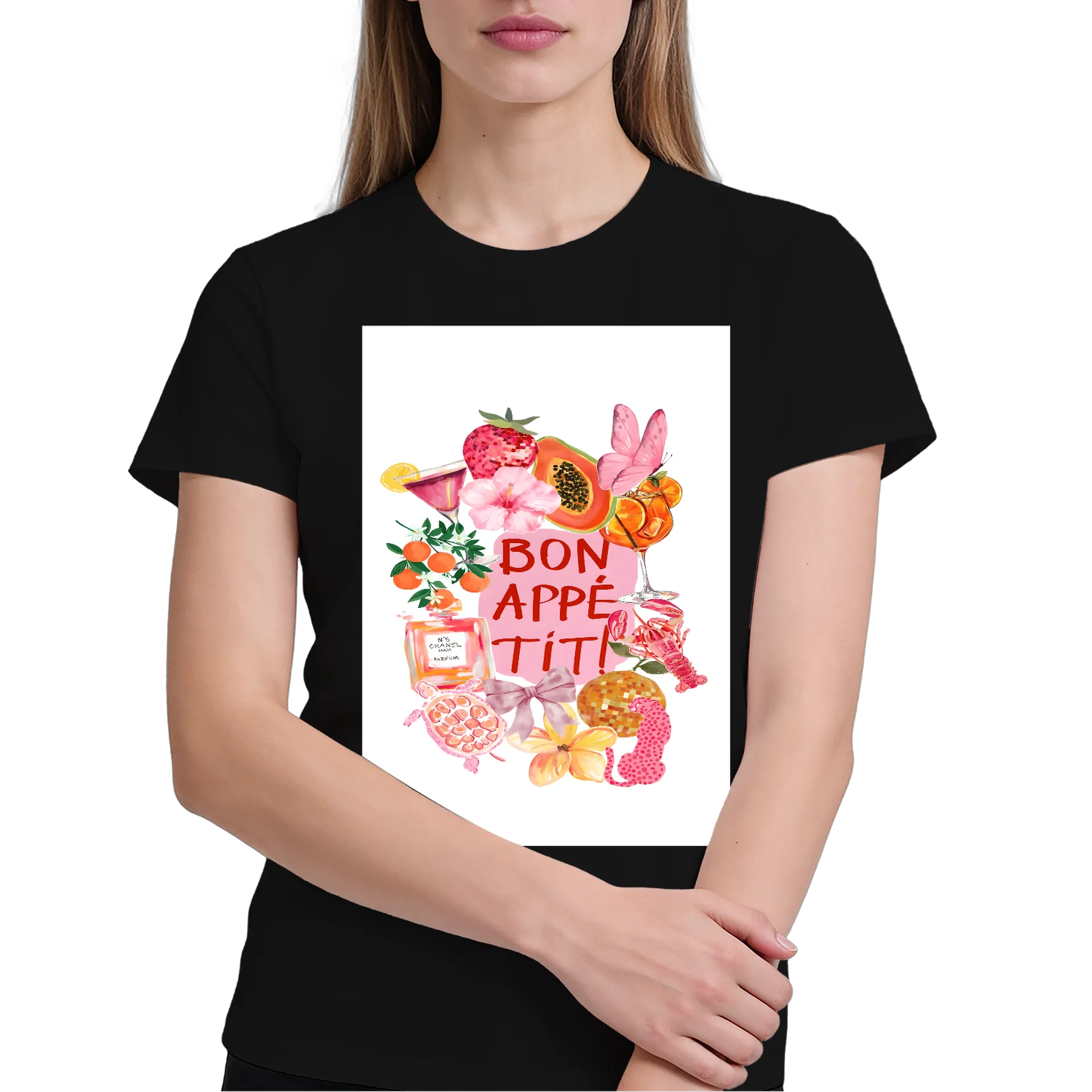 Camiseta Bon Appétit Frutas e Flores 100% Algodão - Imagem 3