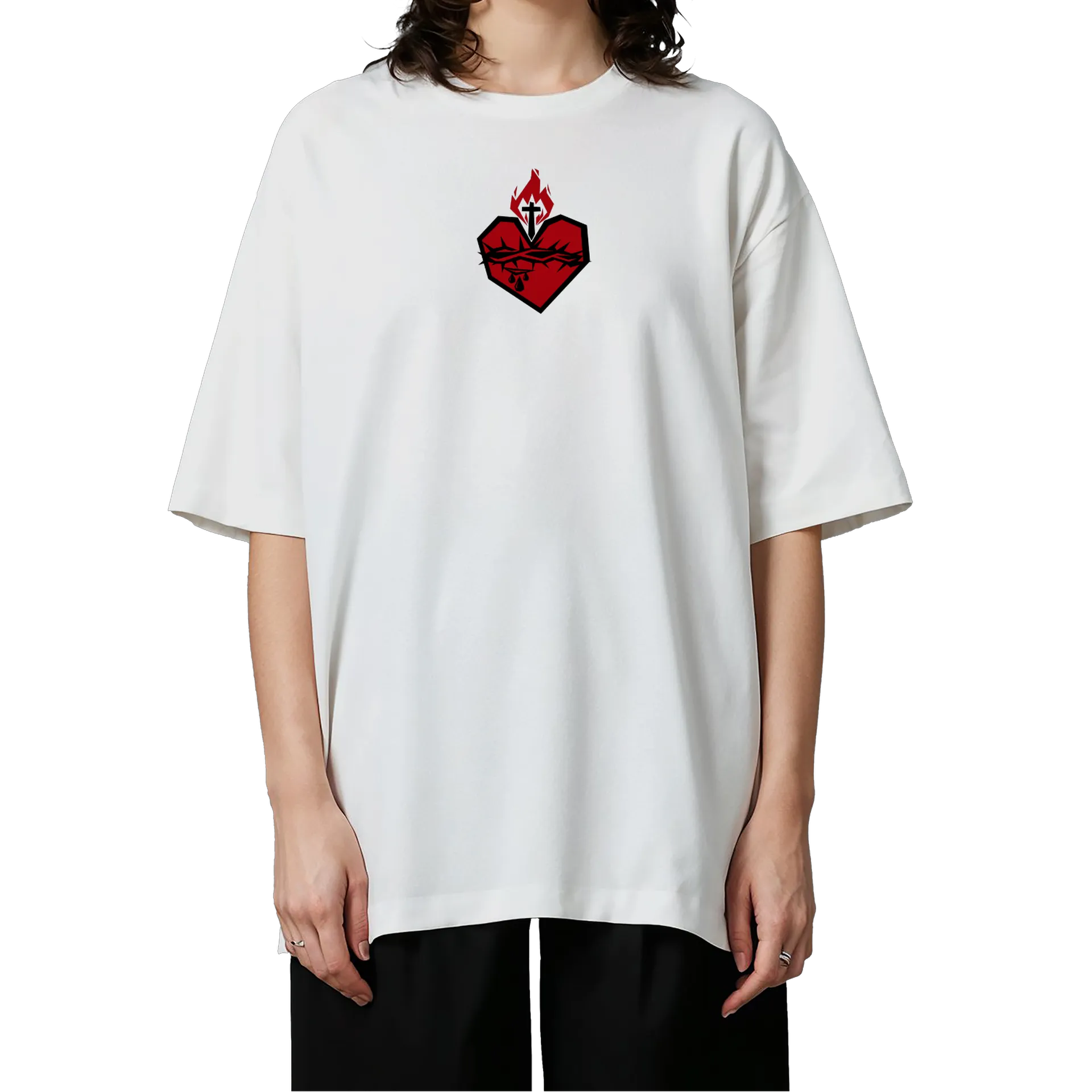 Camiseta Oversized - Sagrado Coração de Jesus - Vermelho - Imagem 3