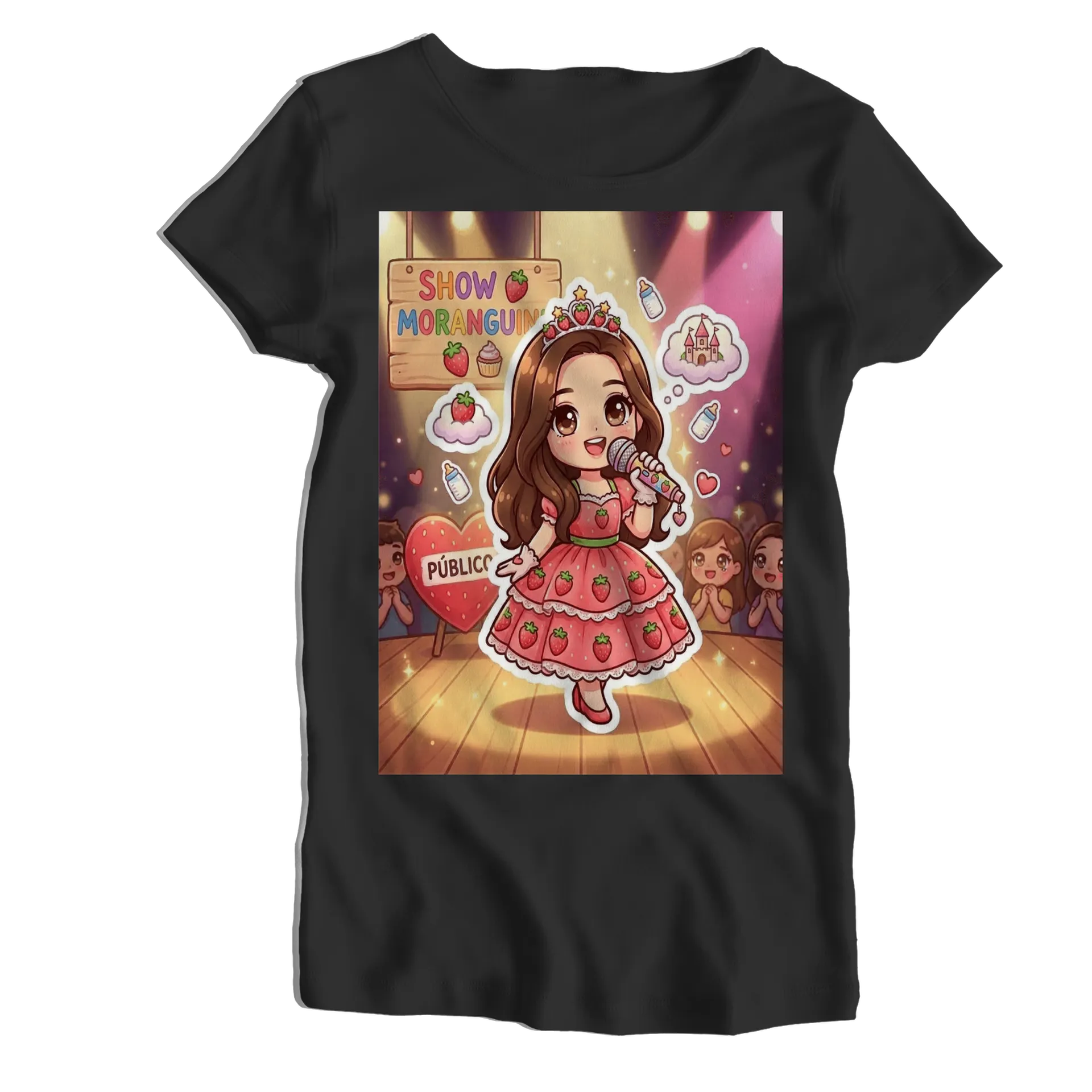 Camiseta Babylook Show Moranguinho Cartoon 100% Algodão - Imagem 1