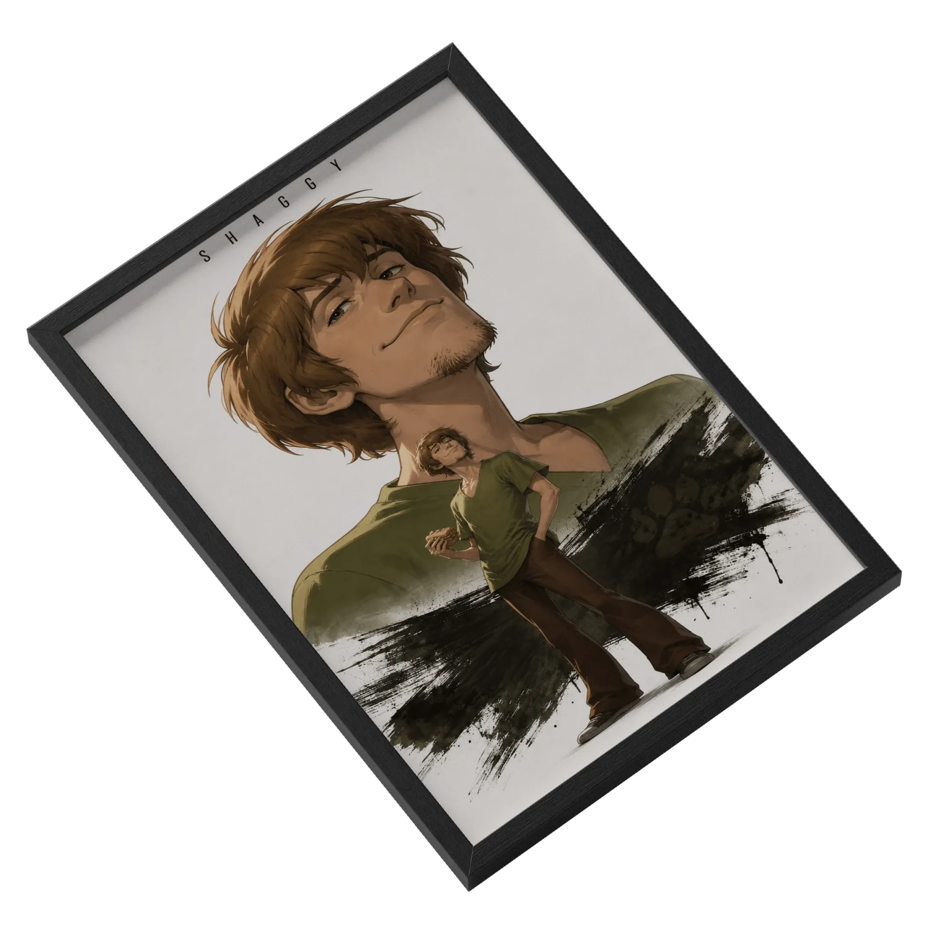 Quadro Shaggy Ilustração Cartoon Marrom A3 com Vidro - Imagem 2