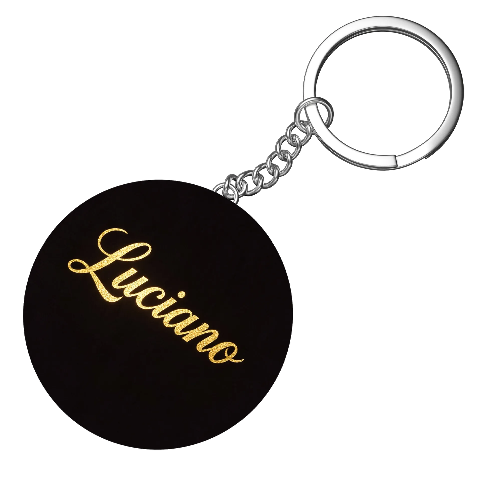 Chaveiro MDF Luciano Estampa Dourado Script - Imagem 3