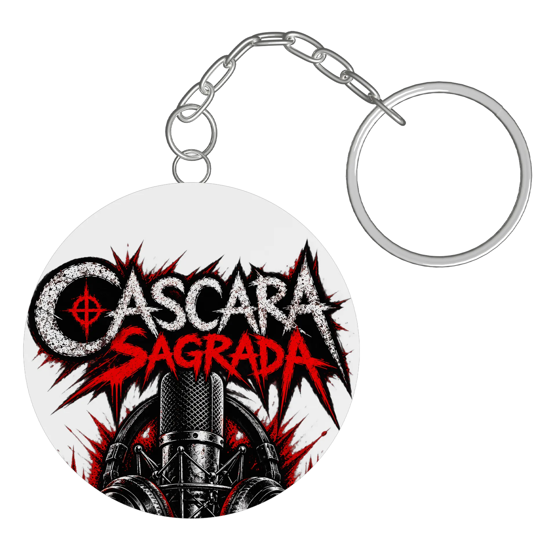 Chaveiro MDF Logo CAscara Sagrada Microfone Estilo Grunge - Imagem 2