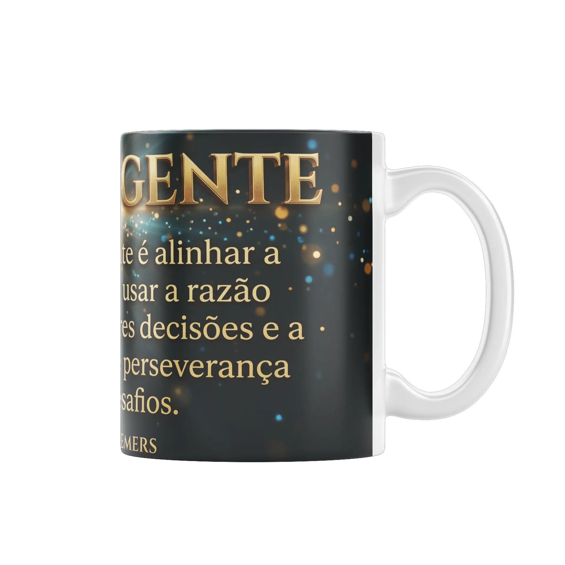Caneca Fé Inteligente Estampa Tipográfica Dourada 325ml - Imagem 2