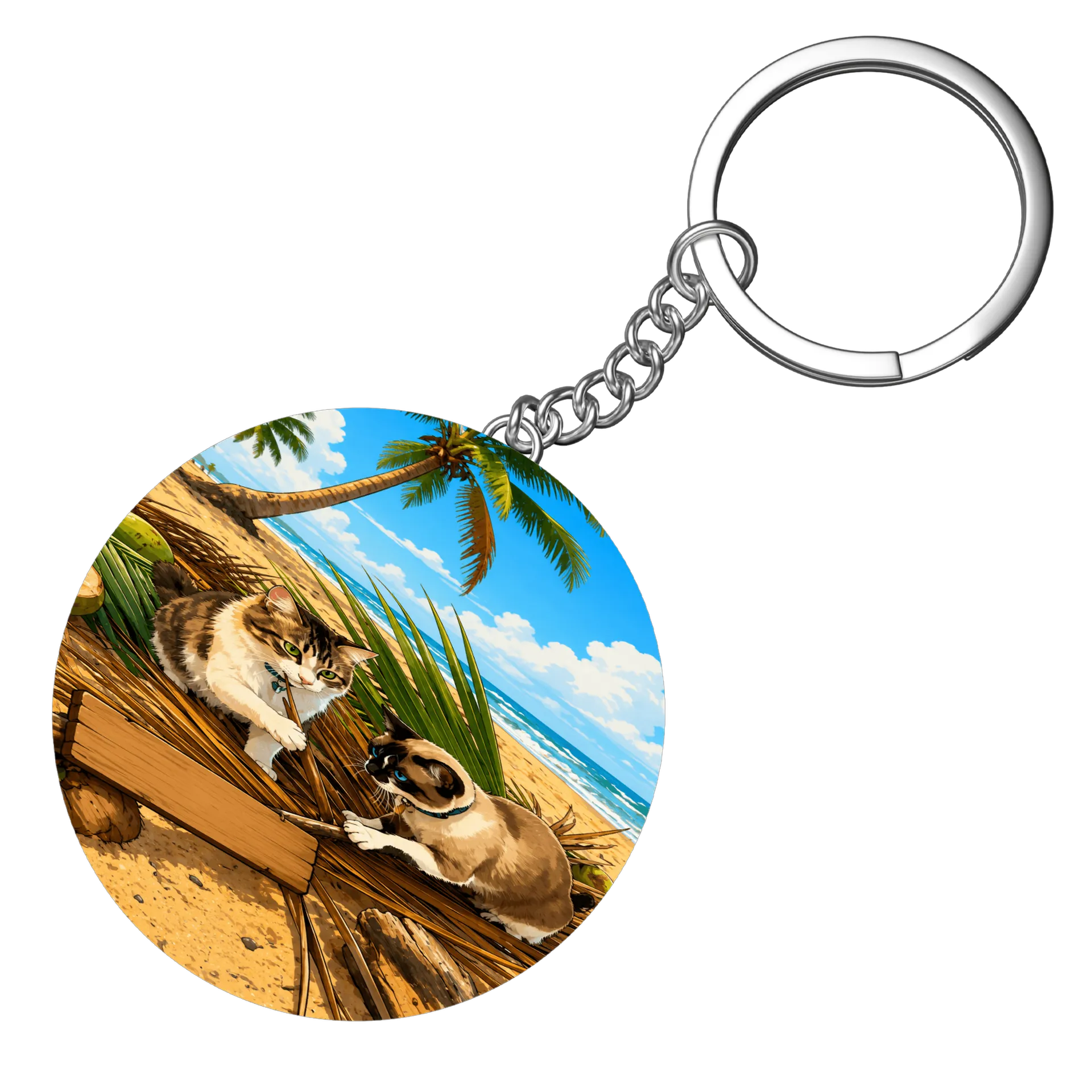 Chaveiro gatos na praia mdf - Imagem 4