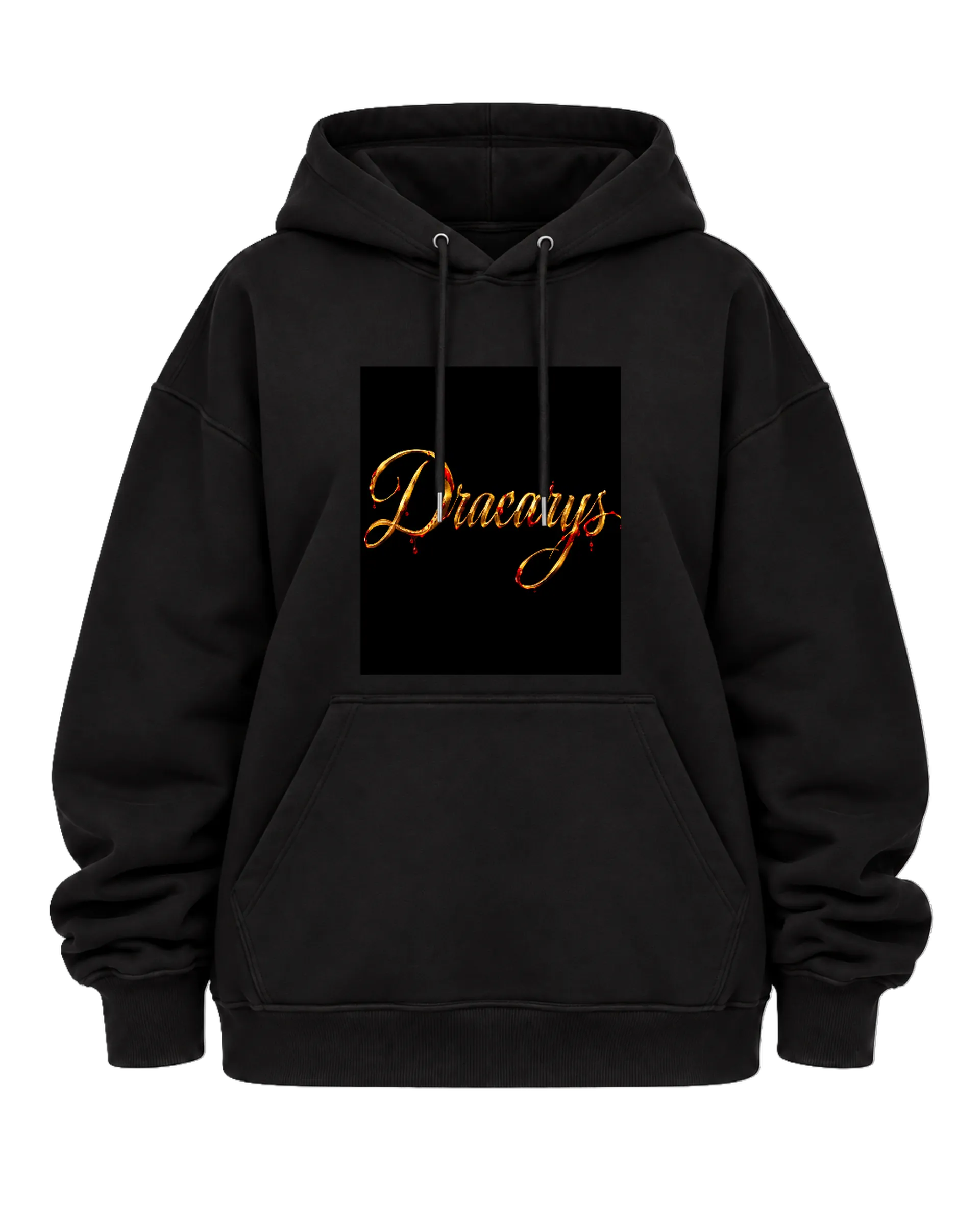 Blusa Moletom Canguru Estampa Tipográfica Dracarys Dourada - Imagem 5