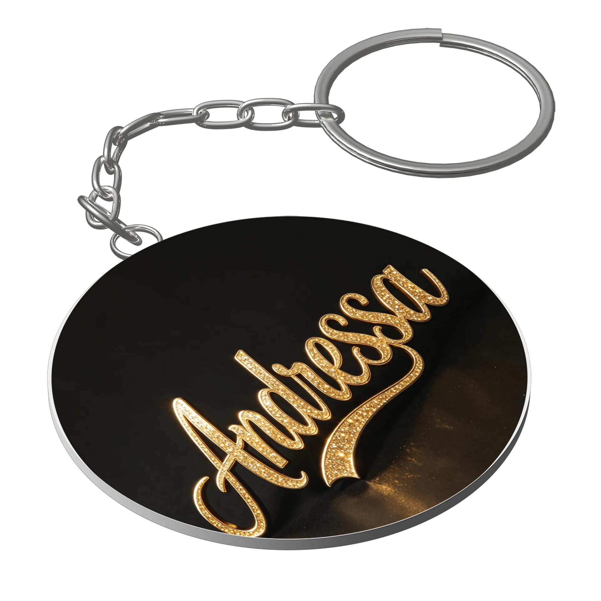 Chaveiro MDF Andrea Essar Estampa Escrita Ouro - Imagem 1