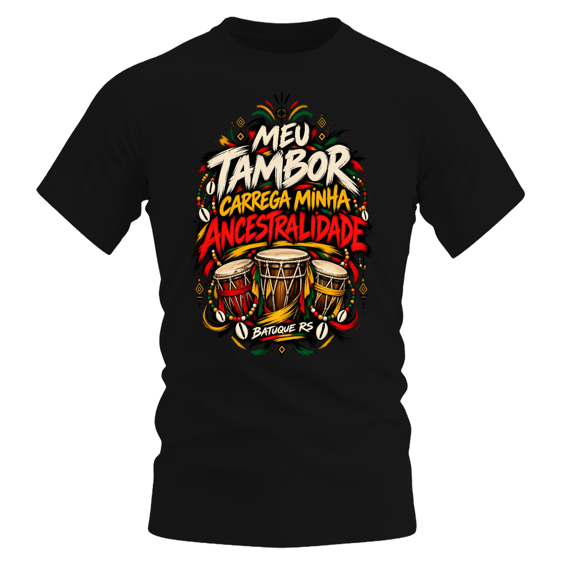 Camiseta Dry Fit Estampa Tipográfica Tambores Ancestralidade - Imagem 1