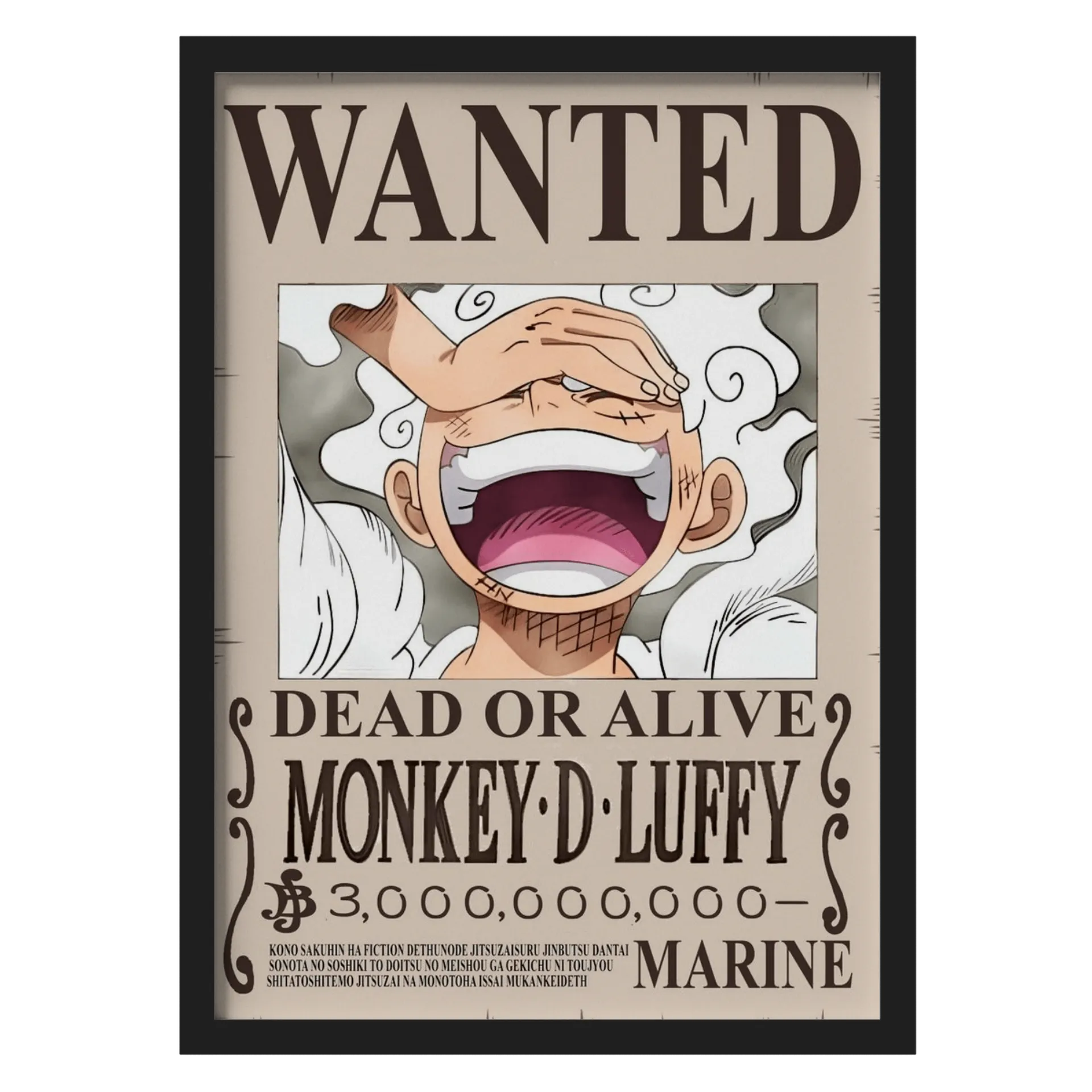 Quadro A3 personalizado Com Vidro One Piece Monkey D. Luffy - Imagem 1