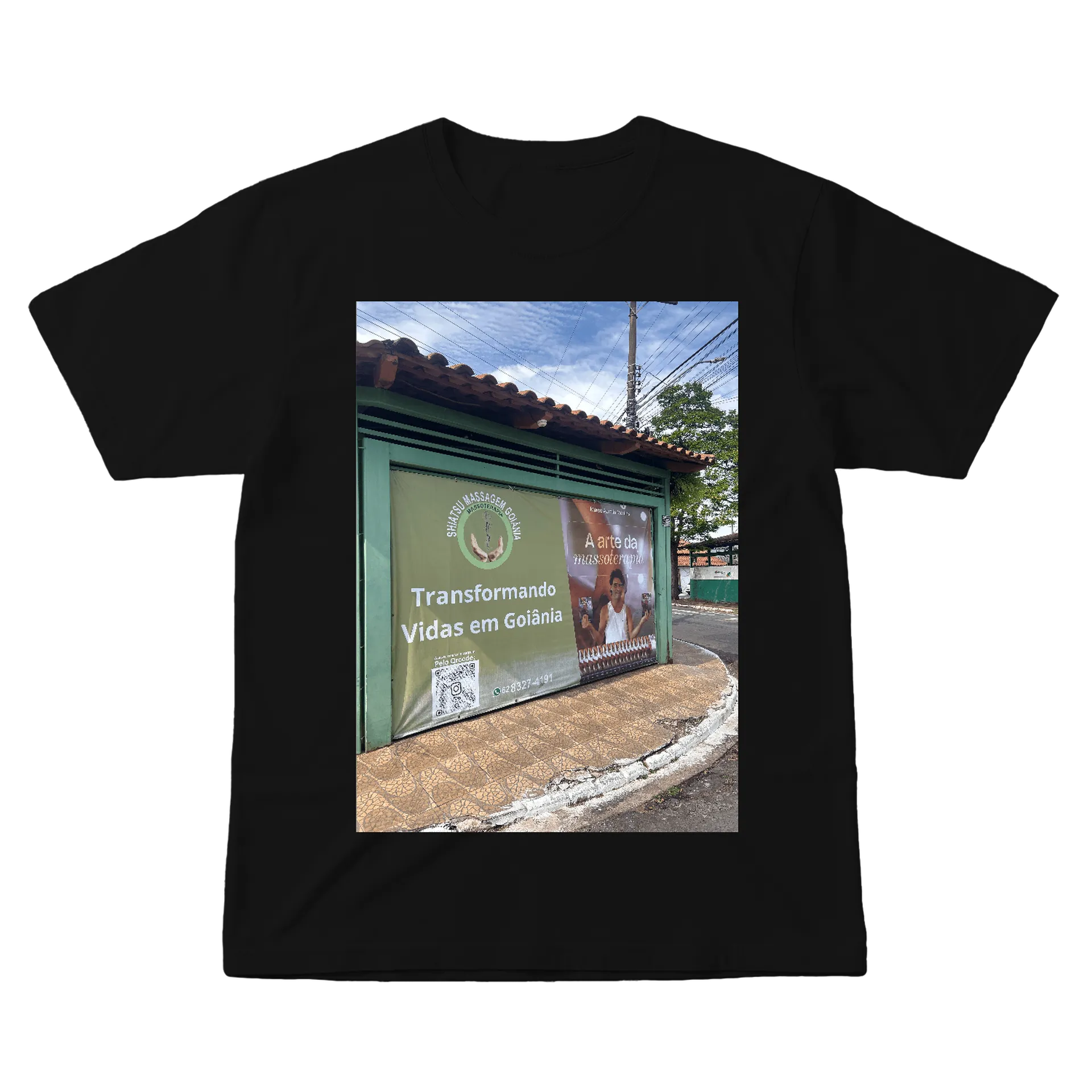 Camiseta Gato Astronauta Preto 100% Algodão de massagemgoianiashiatsu — imagem 1 de 6