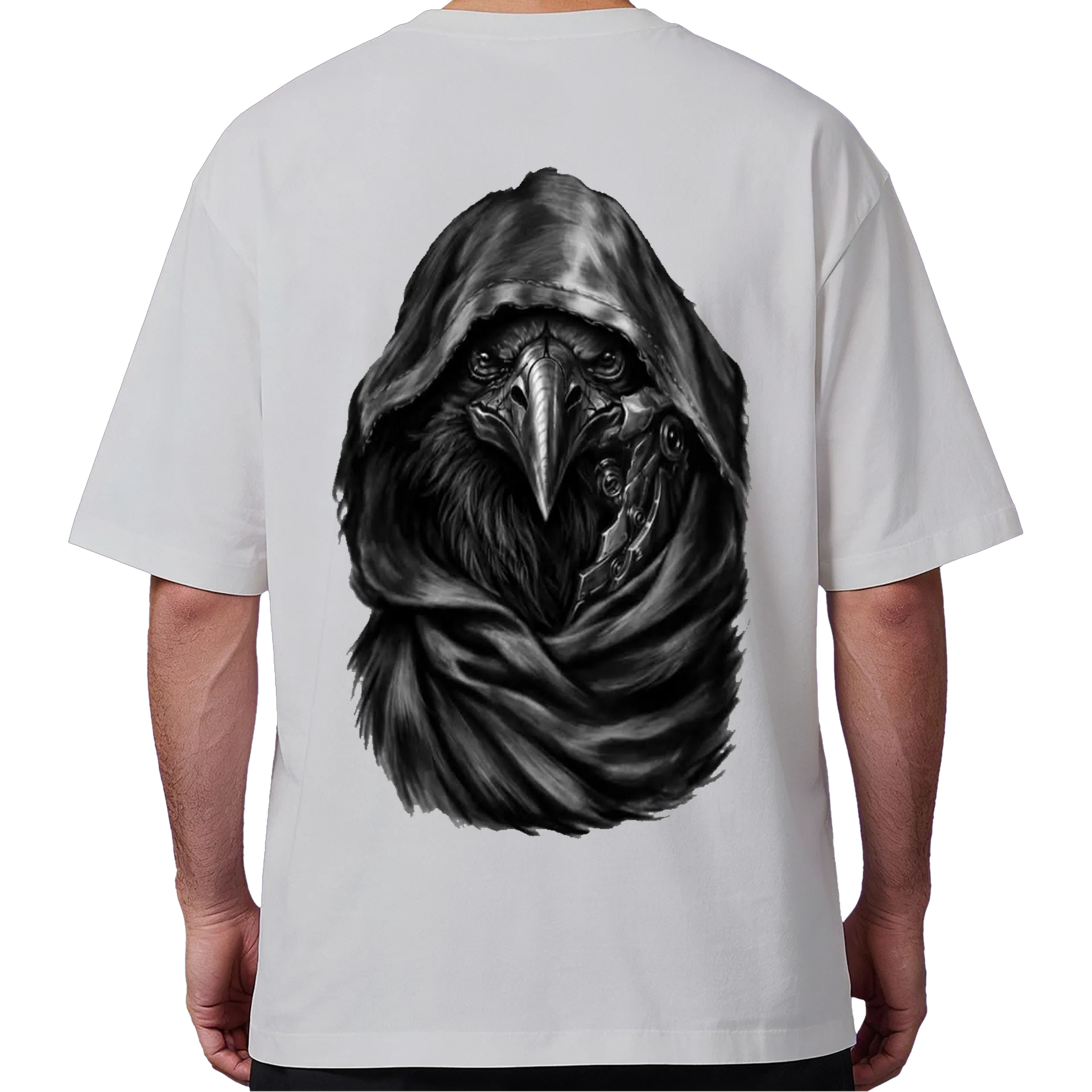 Camiseta Oversized Máscara de Médico da Peste Monocromática - Imagem 6