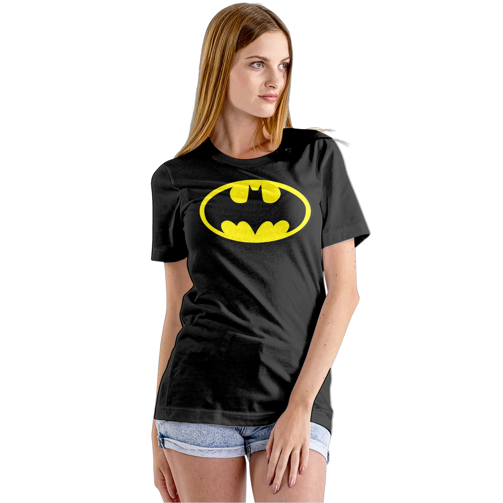 Camiseta Babylook Logo Batman Preto e Amarelo 100% Algodão - Imagem 5