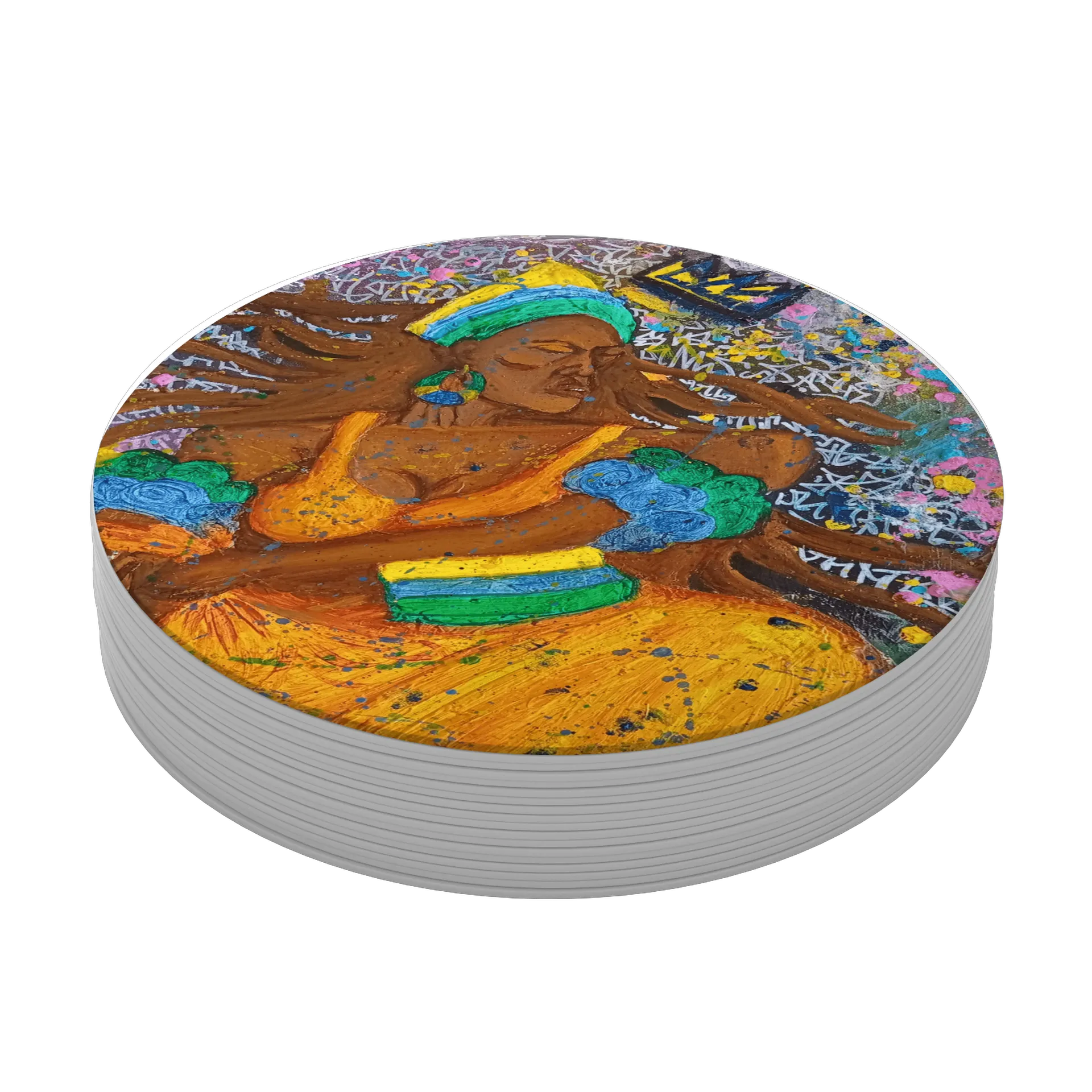 Porta-copo A Rainha do Maracatu MDF Coral Estampa Colorida de Jeferson Nalin  — imagem 3 de 3