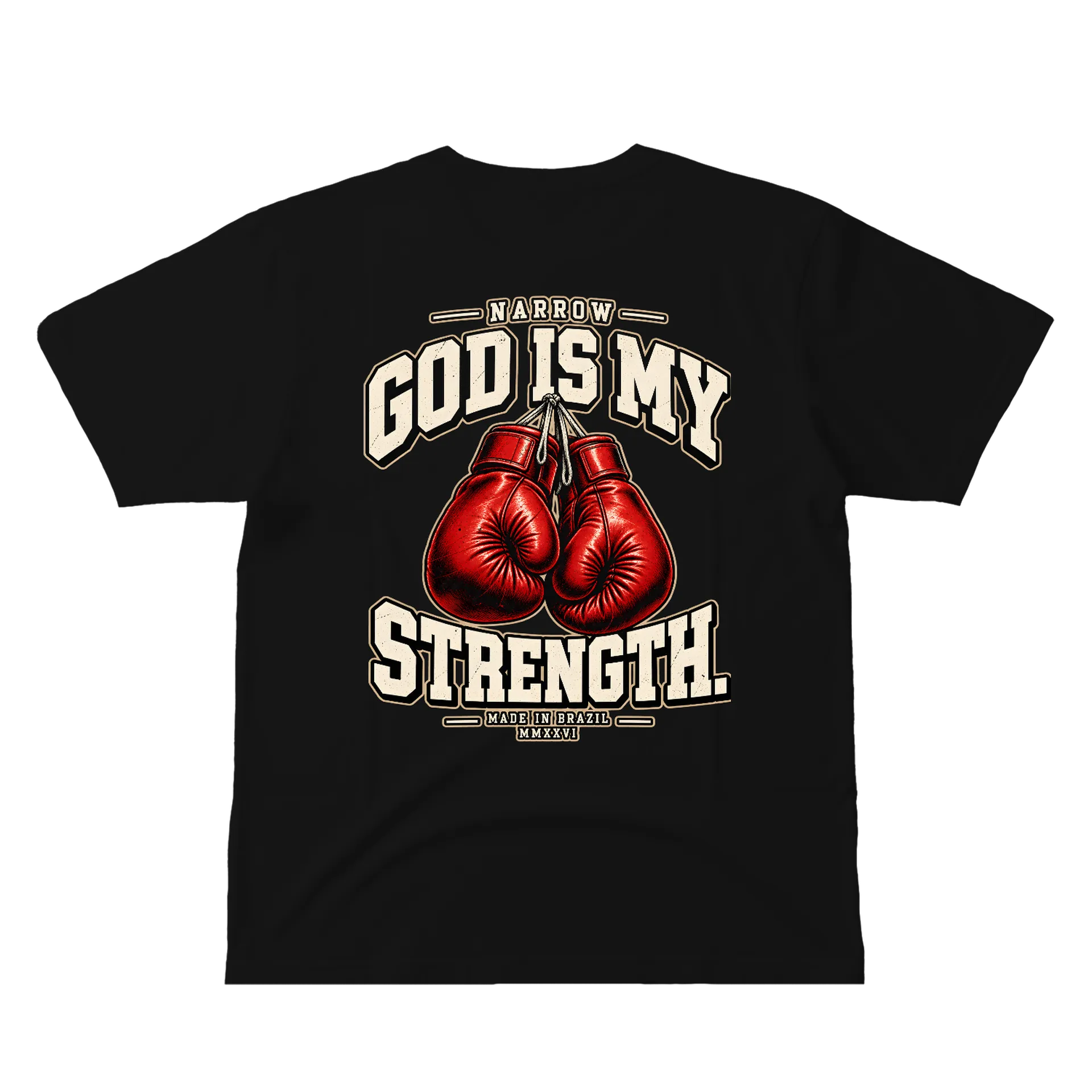 Camiseta Narrow God Is My Strength Luvas Boxe 100% Algodão de NARROW — imagem 1 de 6