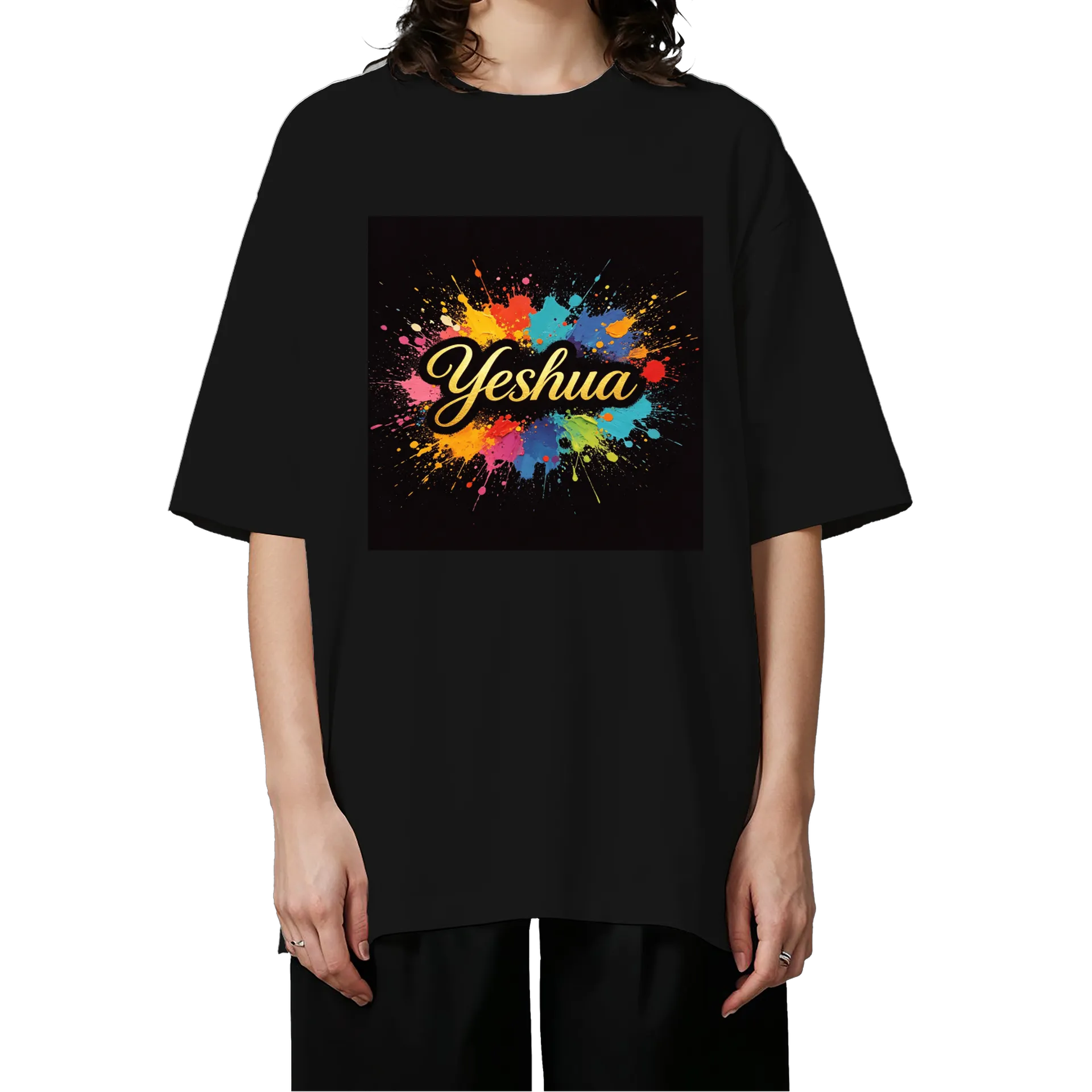Camiseta Oversized YeshuA Multicolor Splash 100% Algodão - Imagem 3