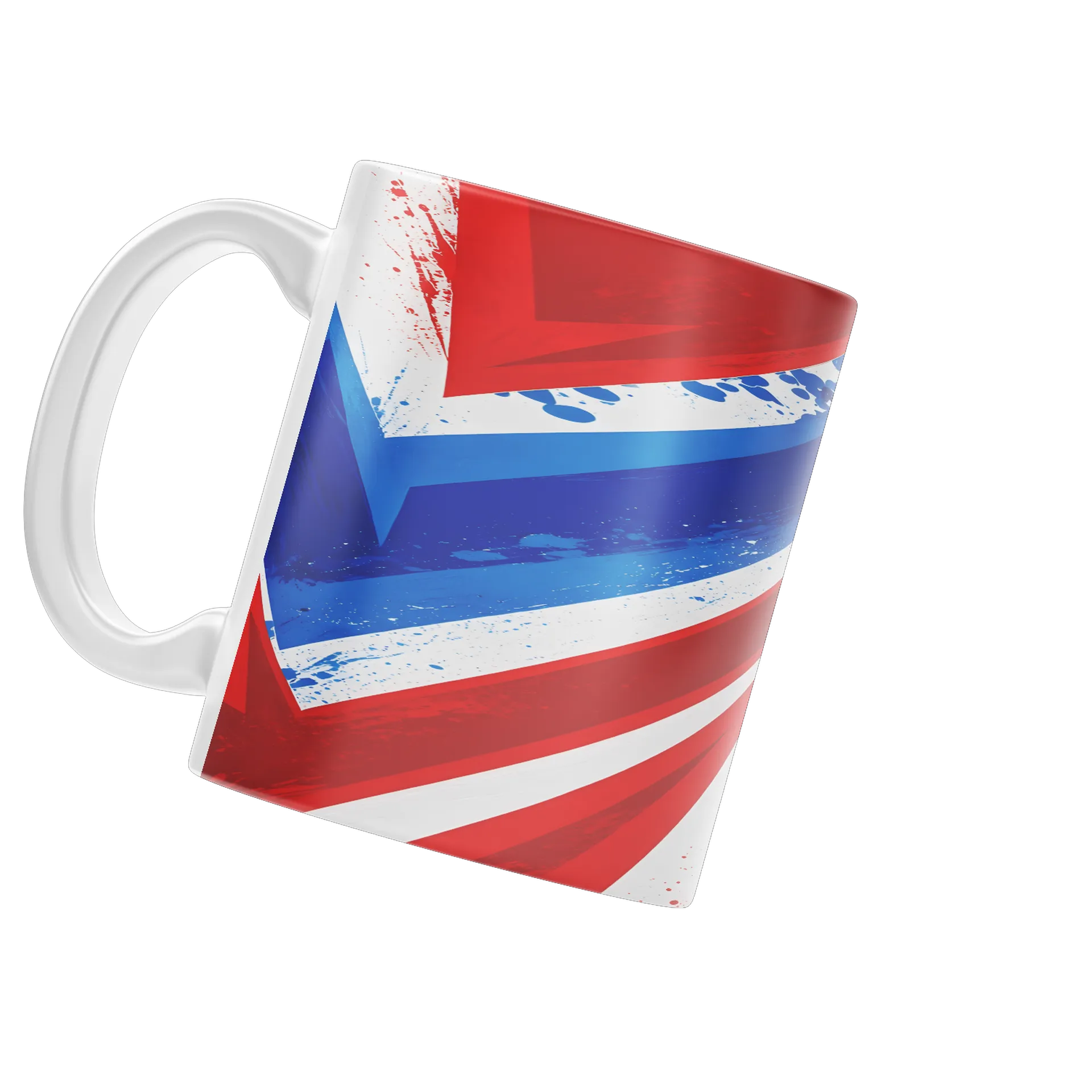 Caneca Porcelana Abstrata Vermelho Azul Branco 325ml - Imagem 3