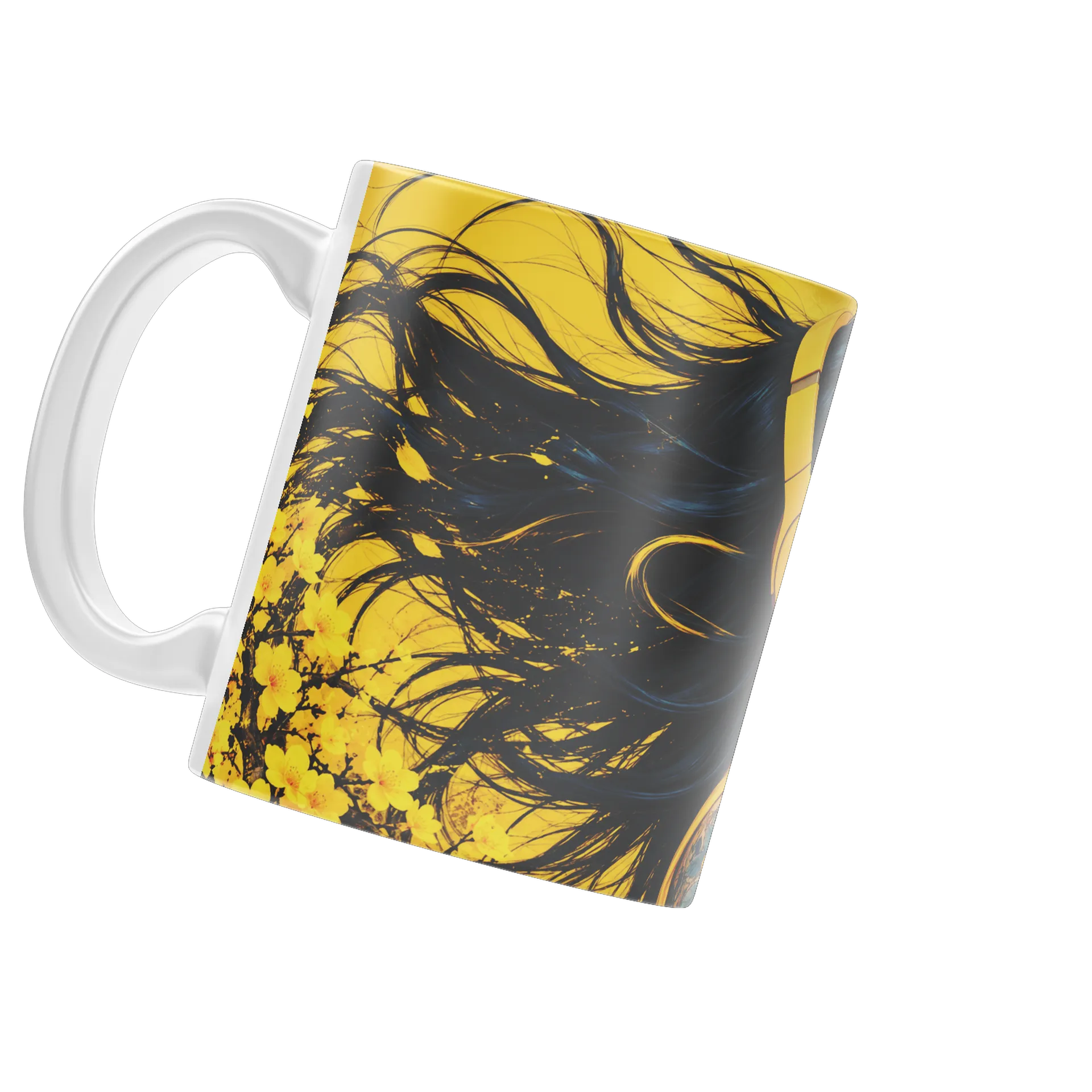 Caneca Mulher com Fones e Flores Estilo Anime 325ml - Imagem 3