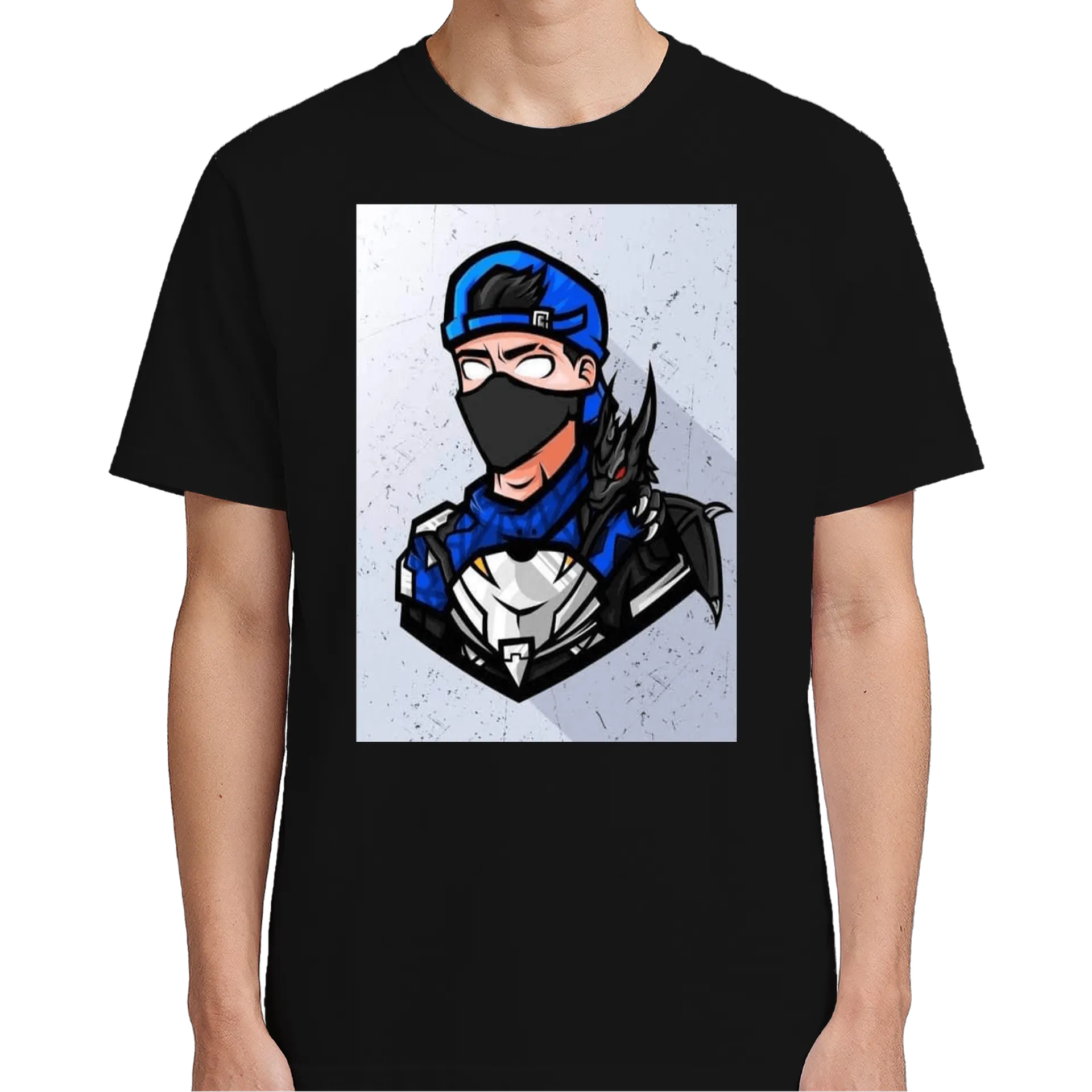 Camiseta Personagem Dragão Preto e Azul 100% Algodão - Imagem 5