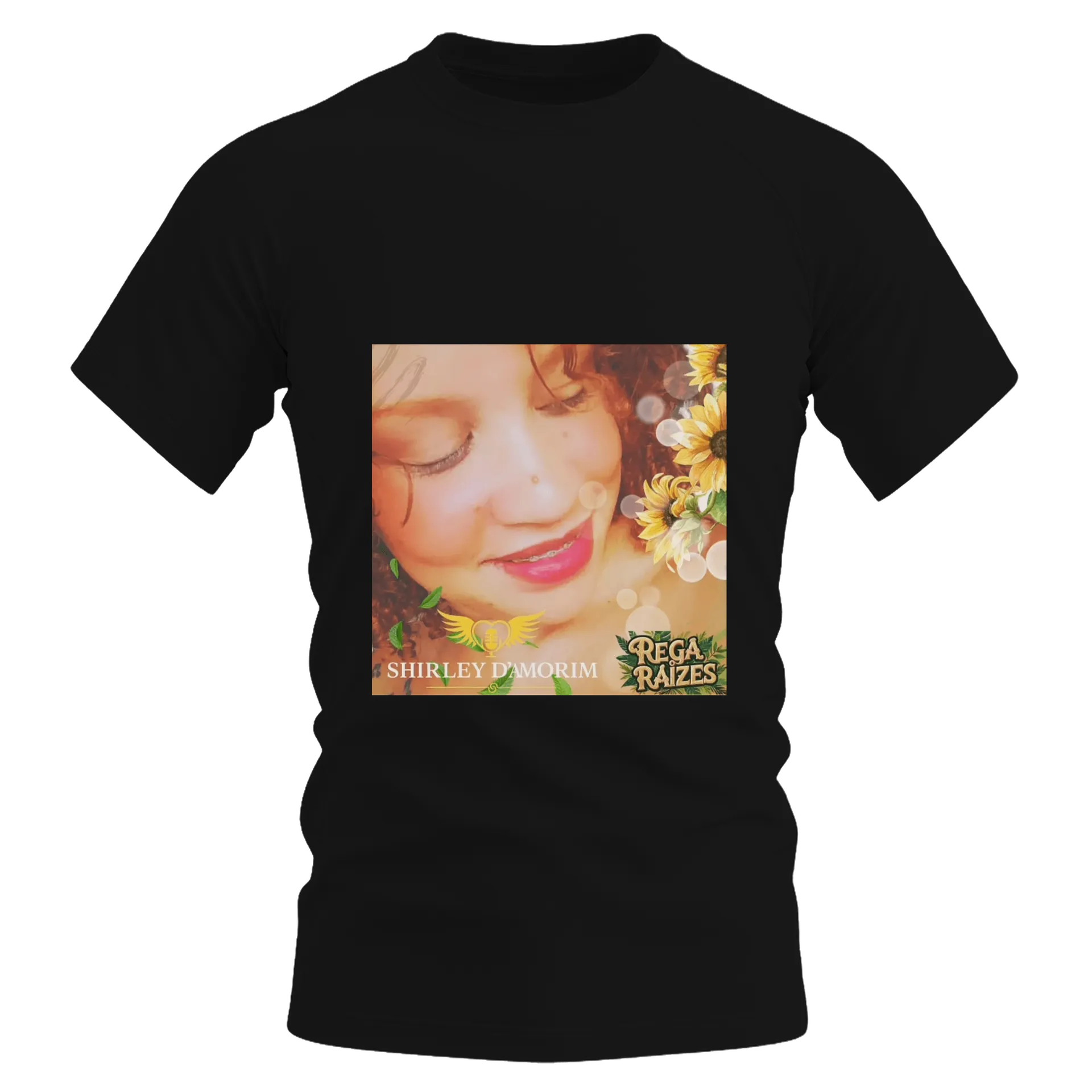 Camiseta Dry Fit Celebração Floral Dourado Preto - Imagem 1