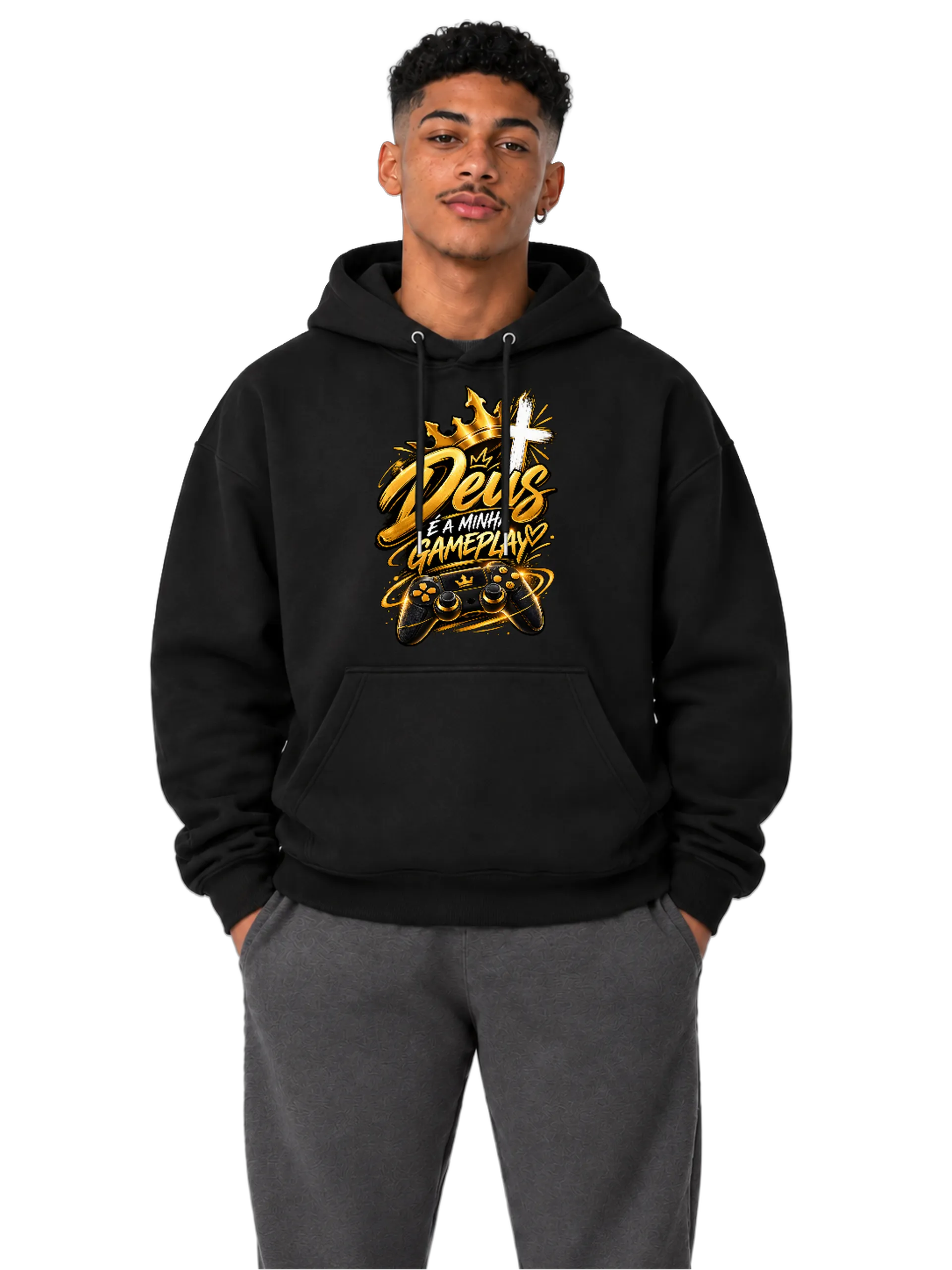 Blusa Moletom Canguru Estampa Deus é a Minha Gameplay - Imagem 3