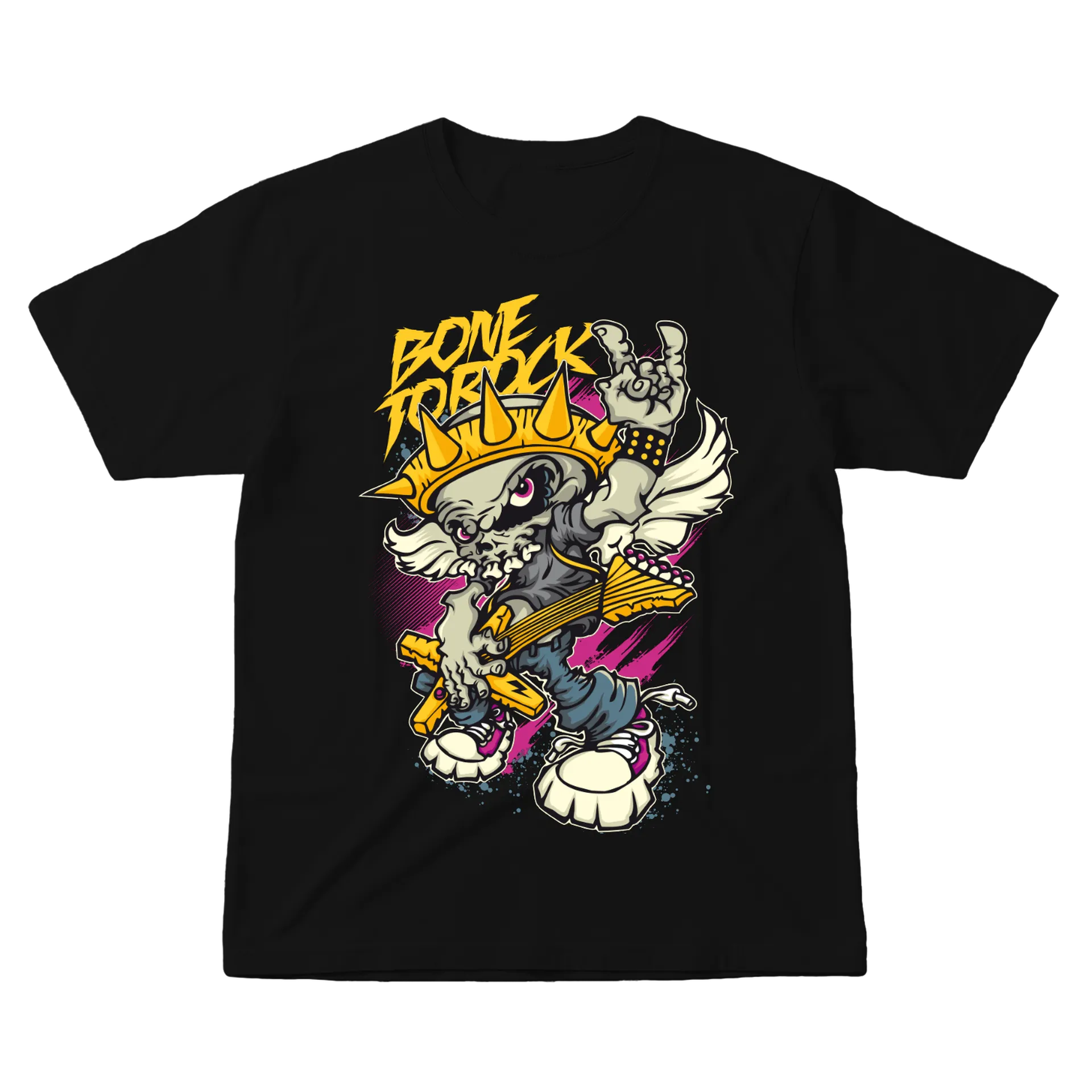 Camiseta Rock Esqueleto com Guitarra 100% Algodão - Imagem 1