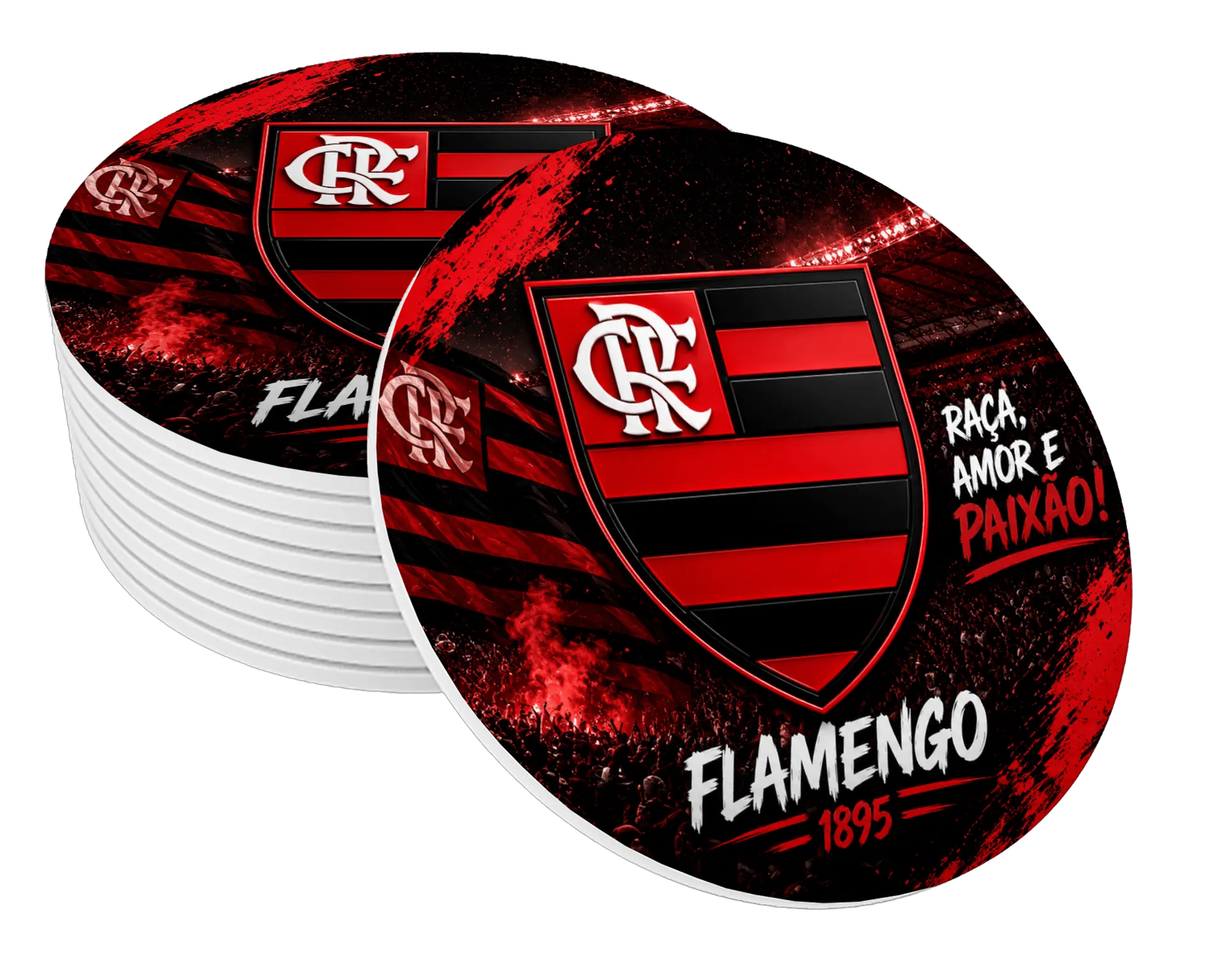 Porta-copo MDF Flamengo Raça Amor e Paixão de Arena Fut IA