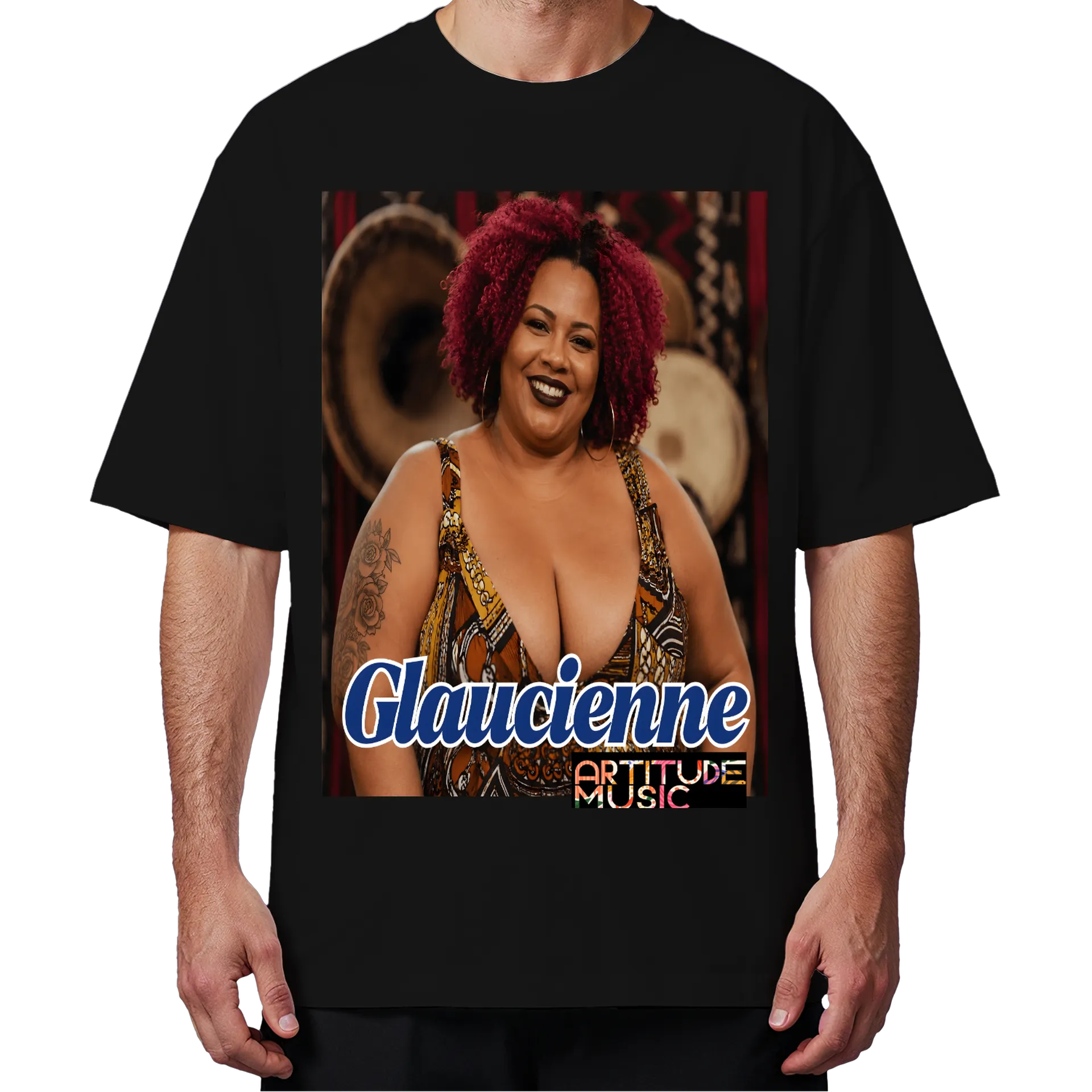 Camiseta Oversized Glaucienne Atitude Music Retrato Colorido - Imagem 4