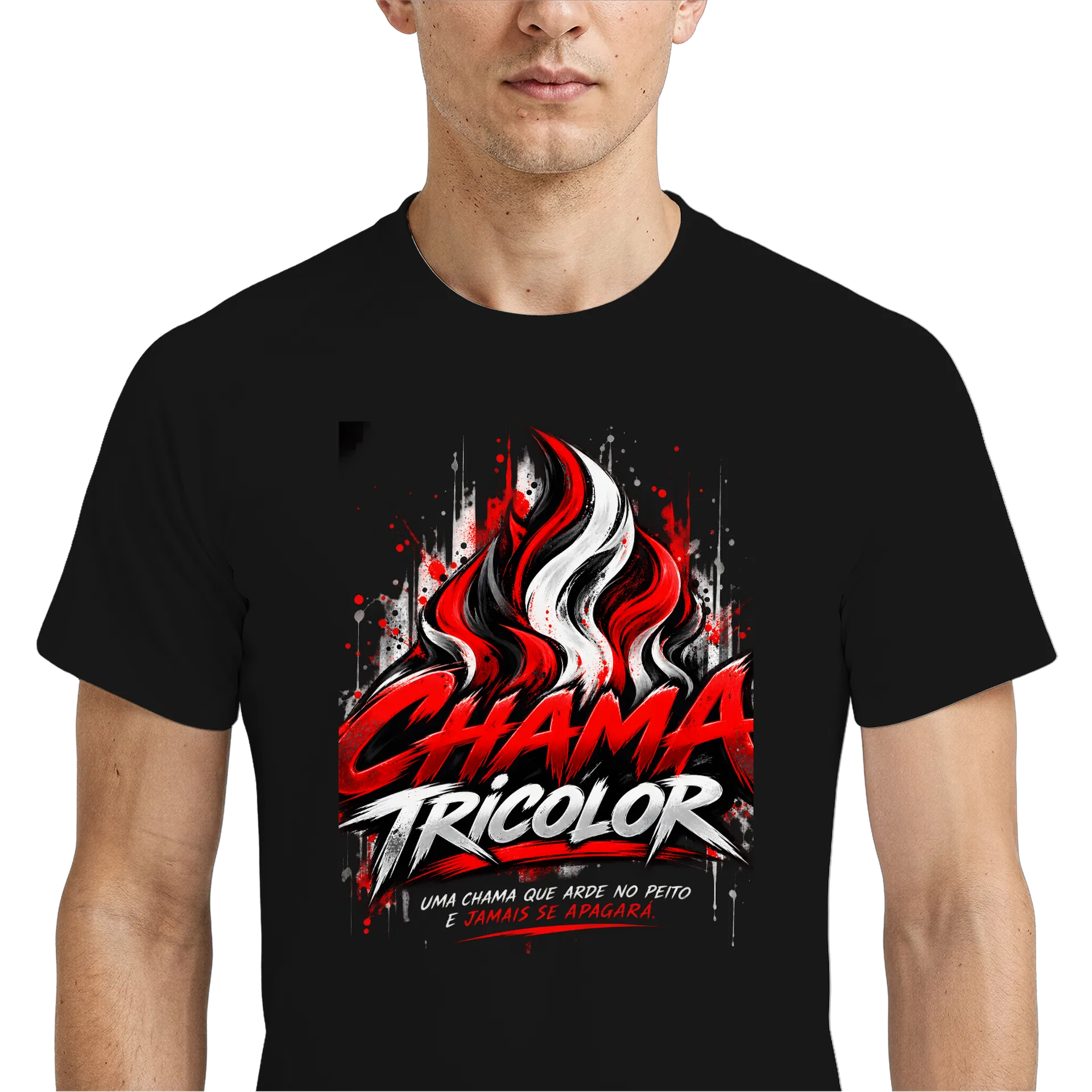 Camiseta Dry Fit Chama Tricolor Estampa Tipográfica de CHAMA TRICOLOR — imagem 4 de 6