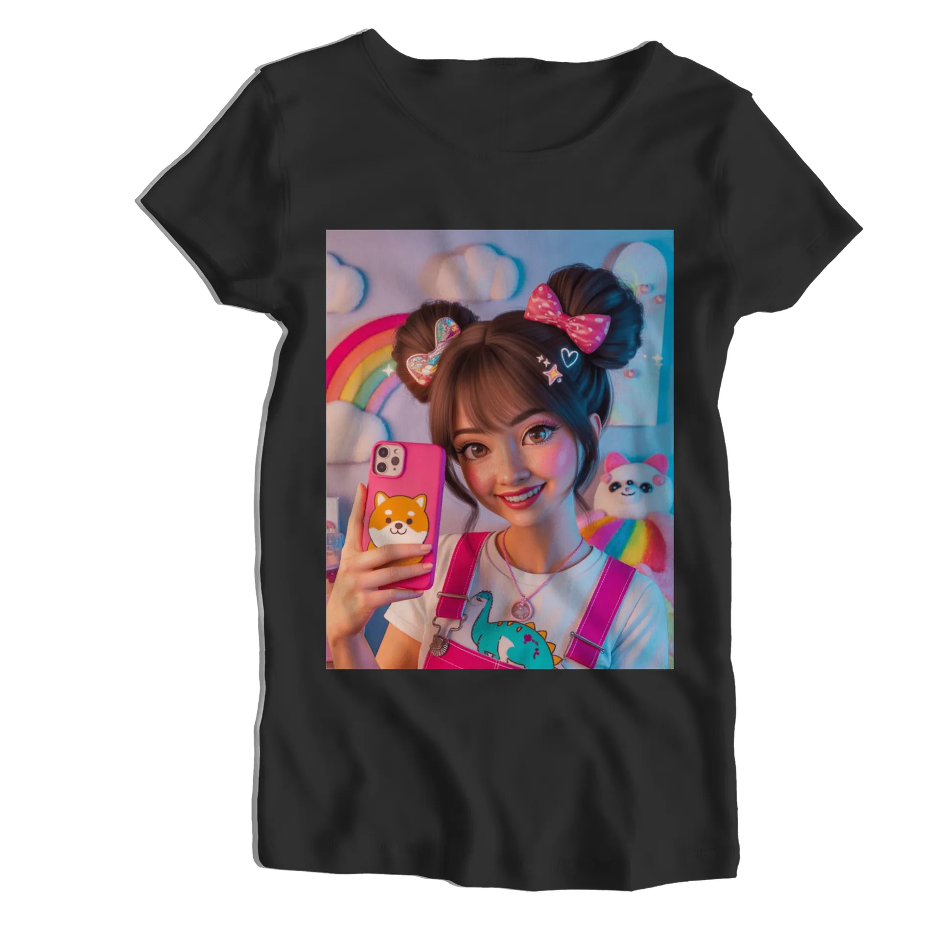 Camiseta Babylook Ilustração Jovem e Dinossauro 100% Algodão - Imagem 1