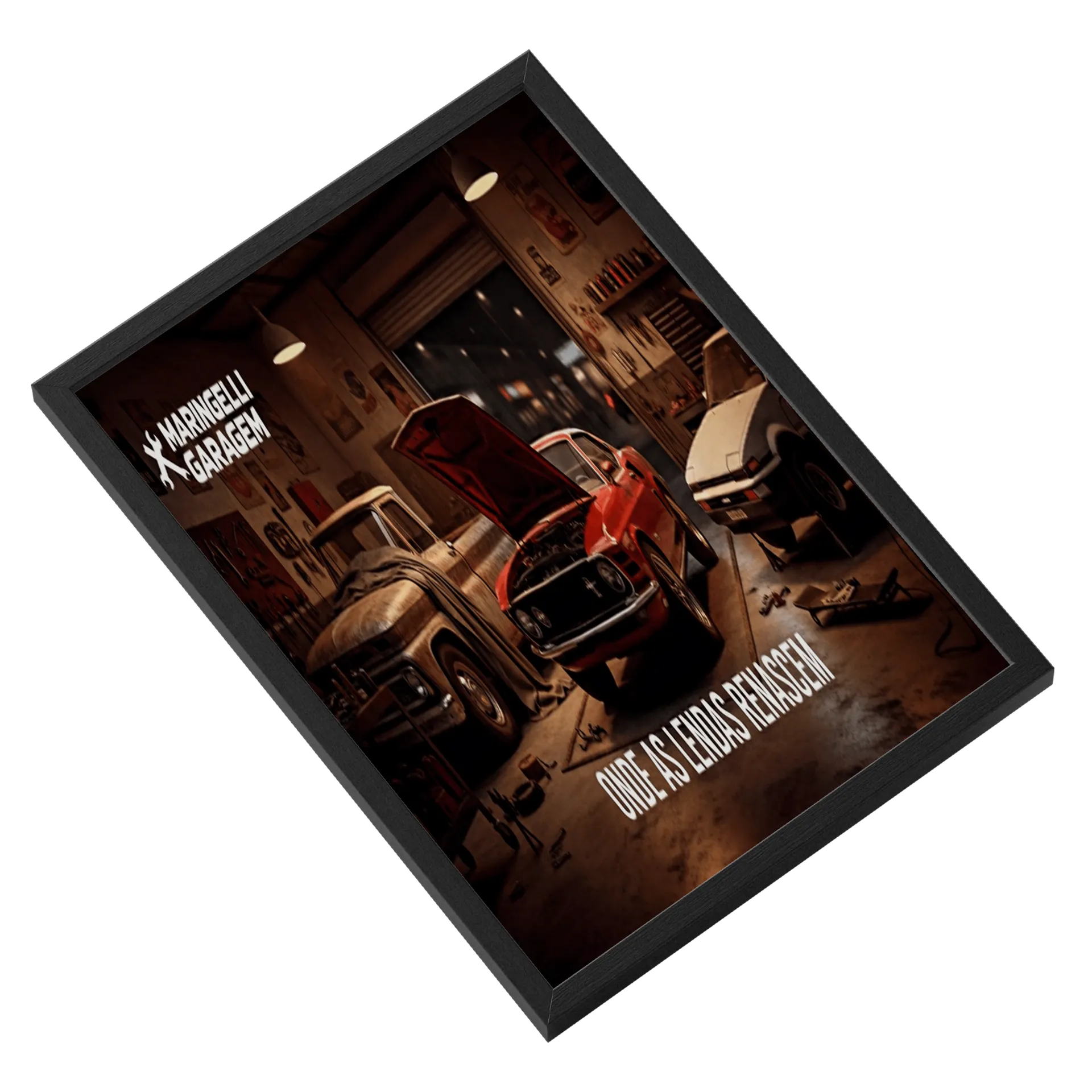 Quadro Carros Clássicos Workshop A3 MDF e Vidro - Imagem 2