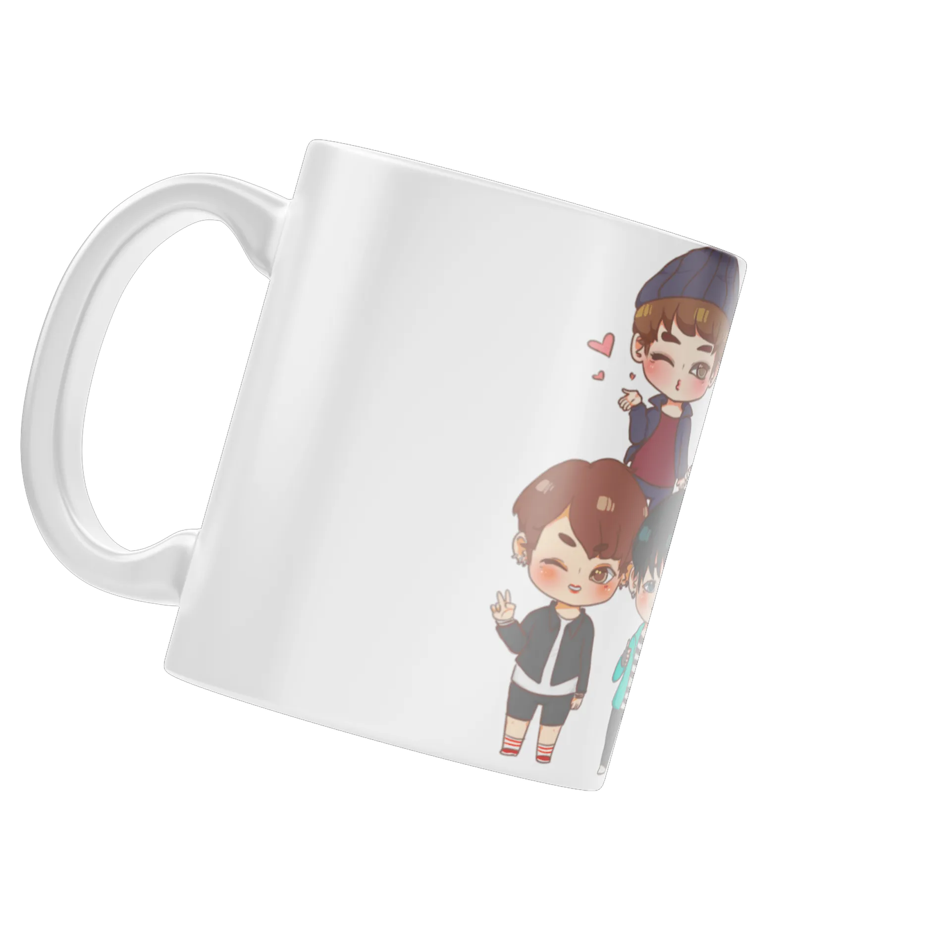 Caneca Porcelana Personagens Estilo Chibi Branco 325ml - Imagem 3