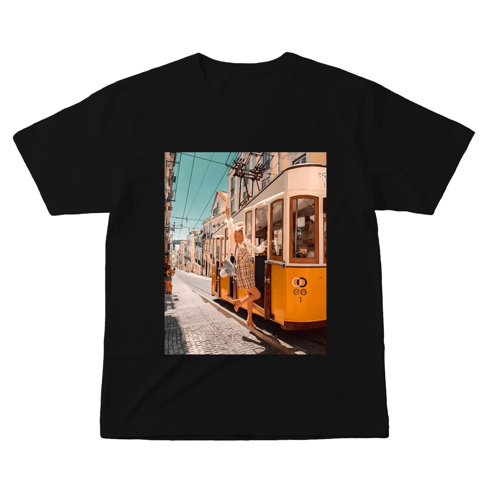 Camiseta Fotografia de Mulher no Bonde Amarelo 100% Algodão de danielaugusto25k — imagem 1 de 6