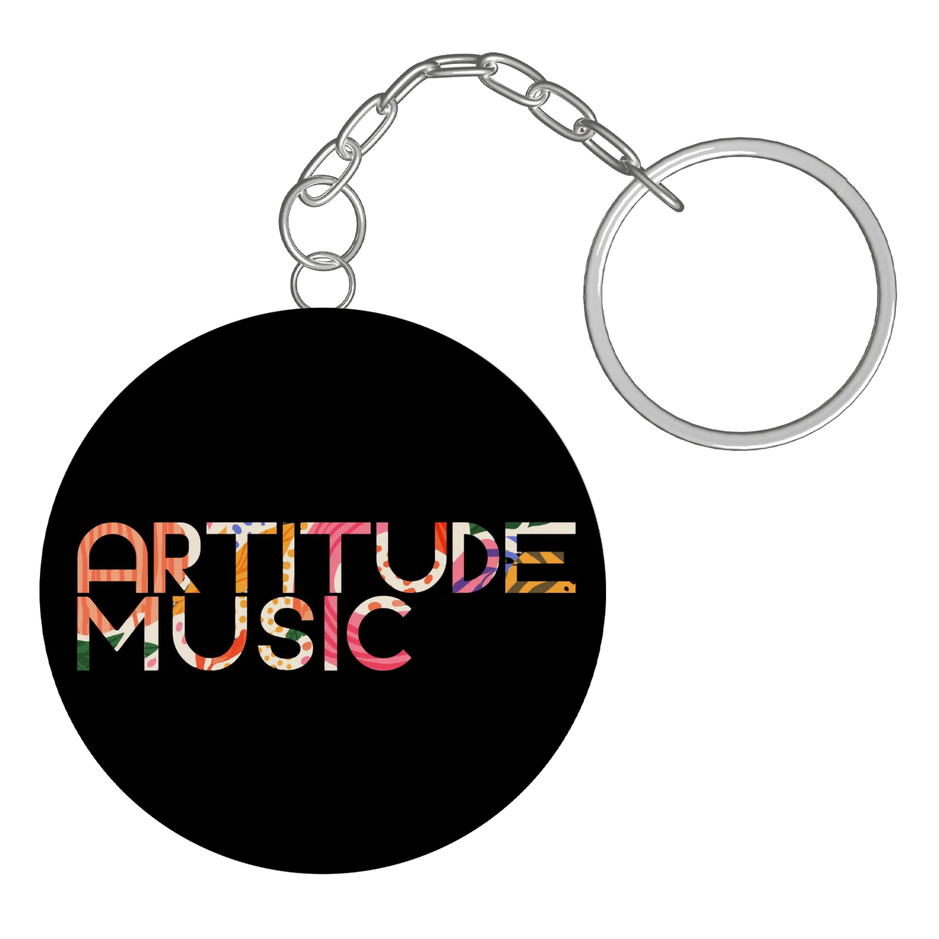 Chaveiro MDF Arte Tipográfica 'ARTITUDE MUSIC' Colorida - Imagem 2