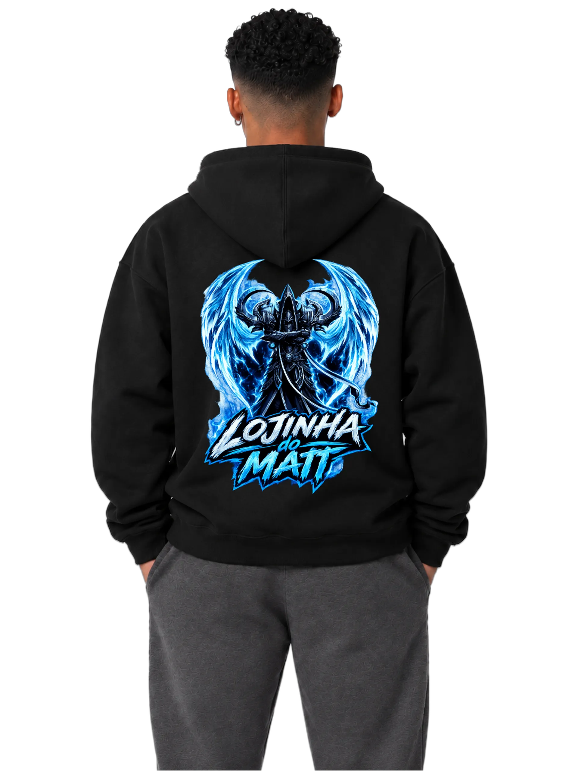 Blusa Moletom Canguru Logo Diablo IV e Arte Azul Celeste - Imagem 4