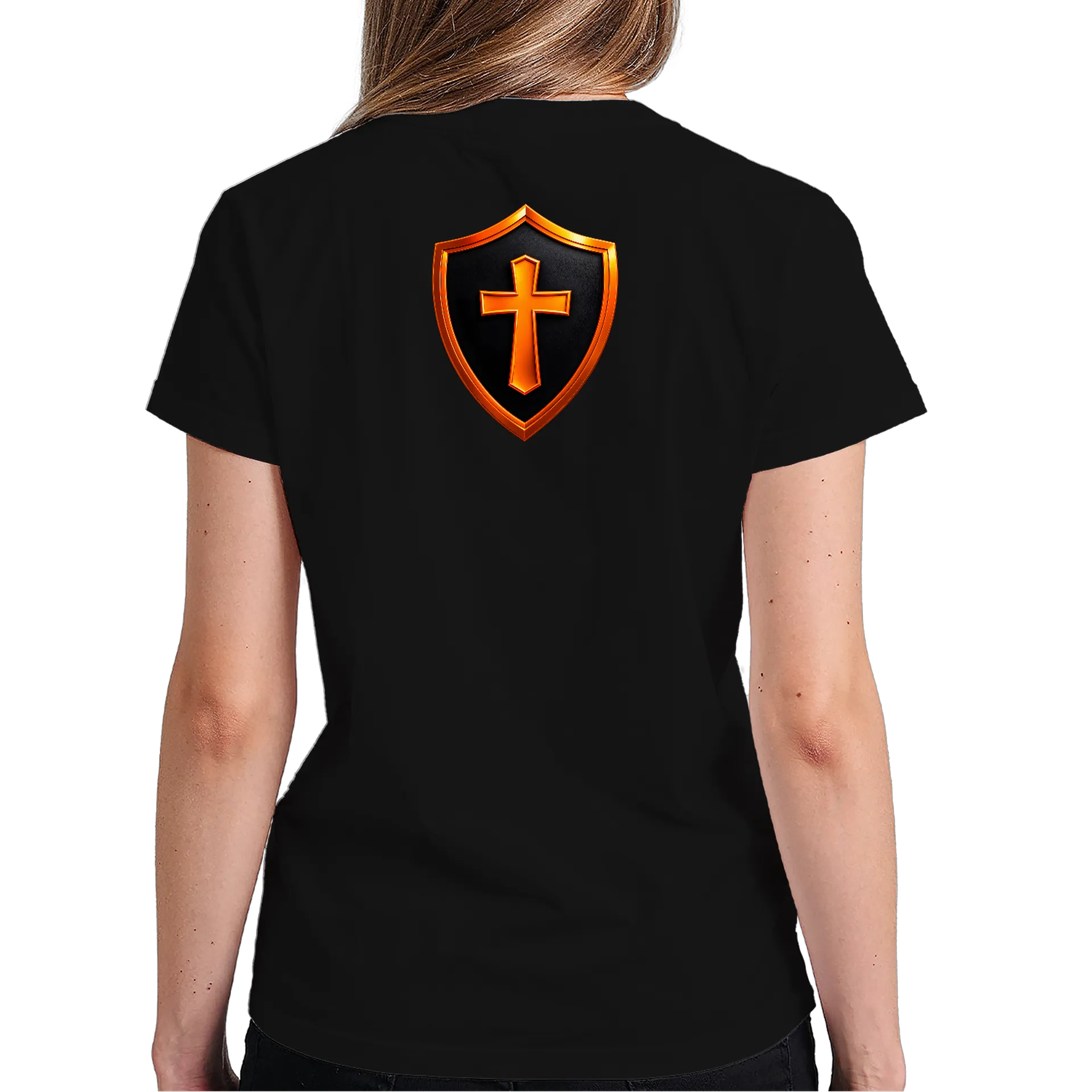 Camiseta Escudo Preto e Cruz Laranja 100% Algodão de CryptosJhonny — imagem 5 de 6