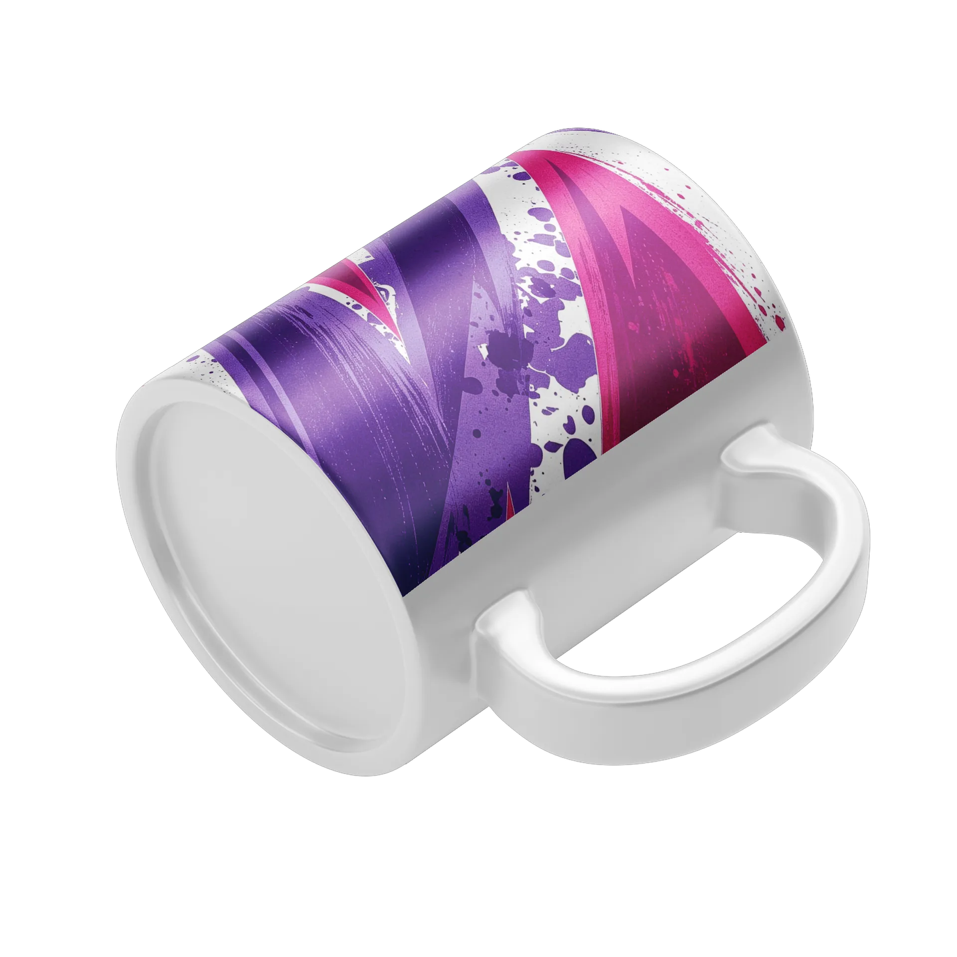 Caneca Pintura Abstrata Rosa Roxo 325ml - Imagem 4