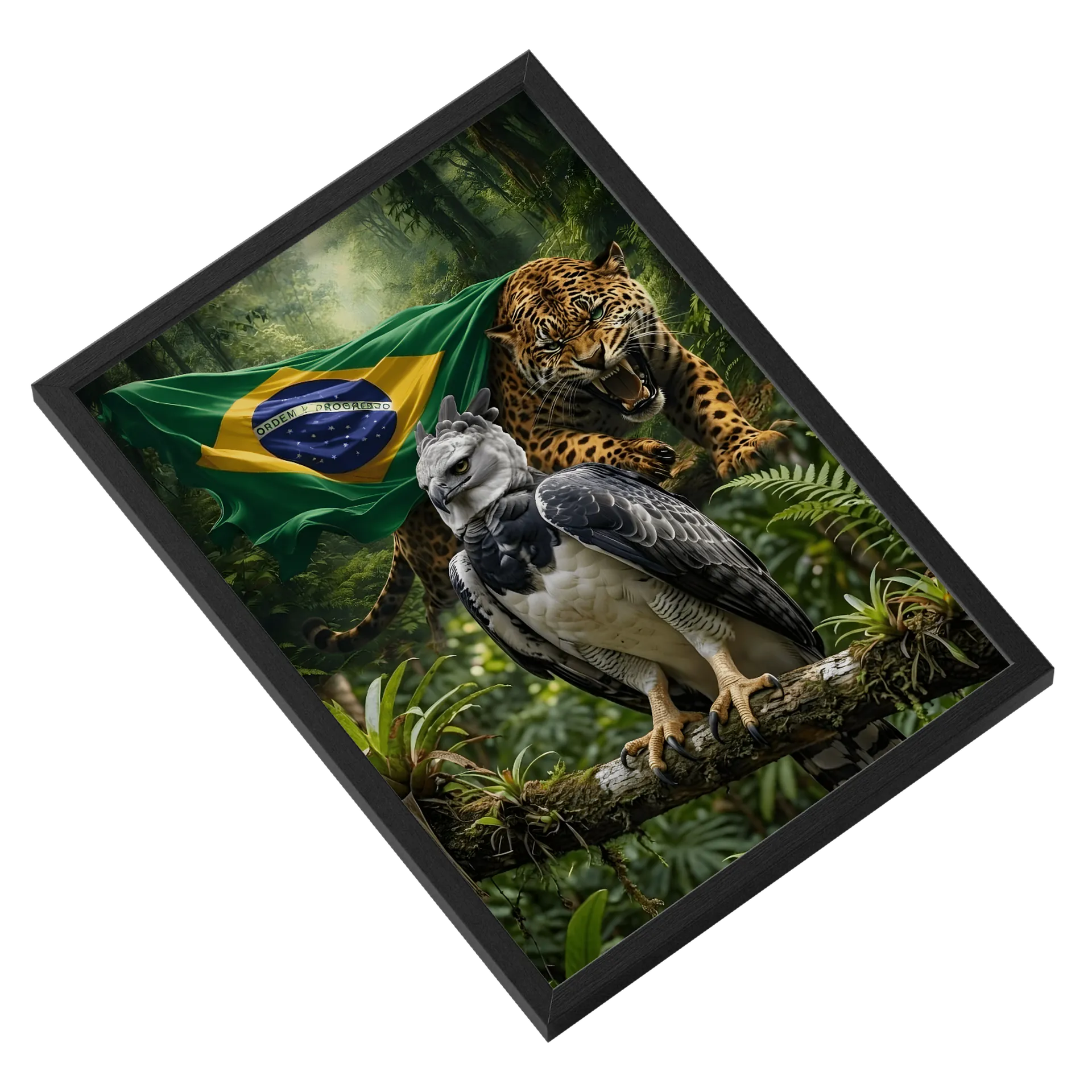 Quadro Harpia e Onça-Pintada na Floresta Brasileira A3 - Imagem 2
