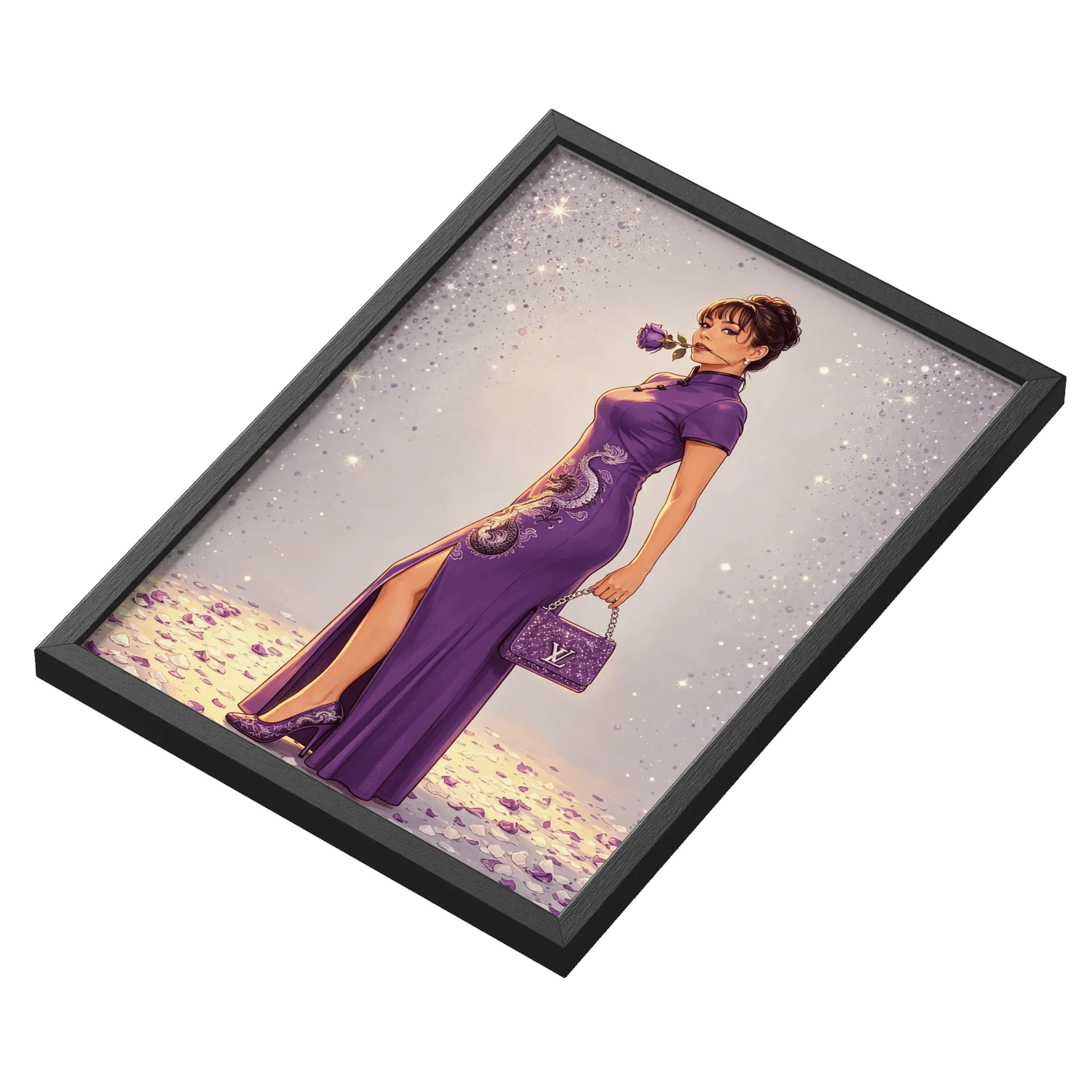 Quadro Gato Astronauta Estilo Retro A3 com Vidro MDF e Vidro - Imagem 3
