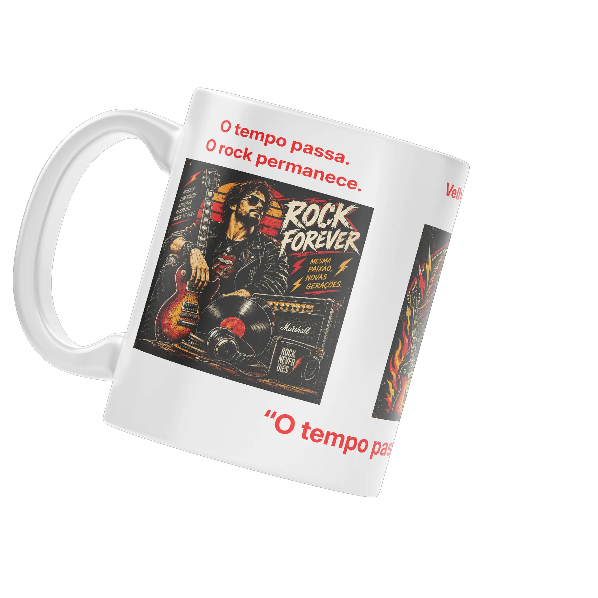 Caneca Rock Forever Guitarra e Vinil Vintage 325ml - Imagem 3