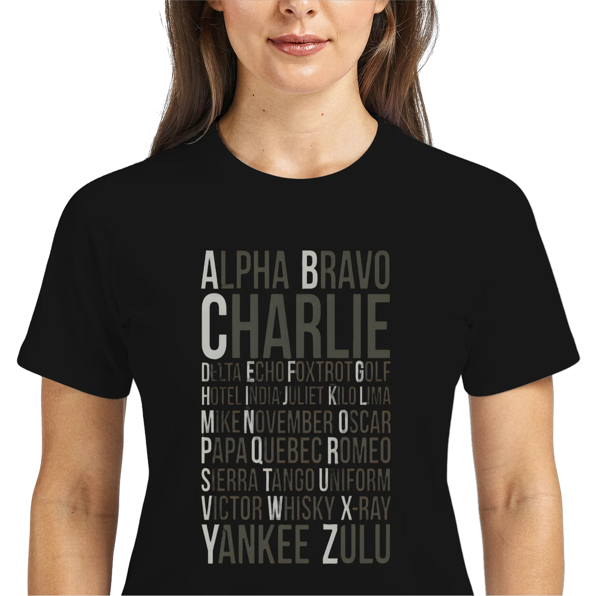 Camiseta Dry Fit Alpha Bravo Charlie Estampa Tipográfica de D'ZARMY TACTICAL COMBAT WEAR  — imagem 3 de 6