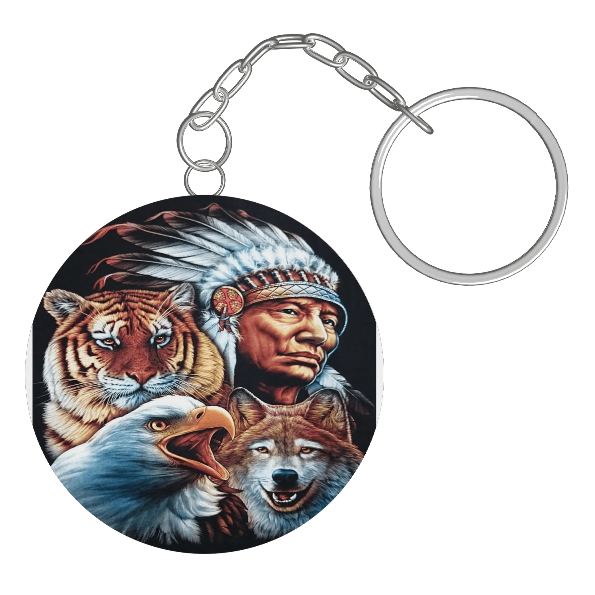 Chaveiro personalizado Índio, Tigre, Lobo e Águia  de Lopes Estampas Clássicas  — imagem 2 de 3