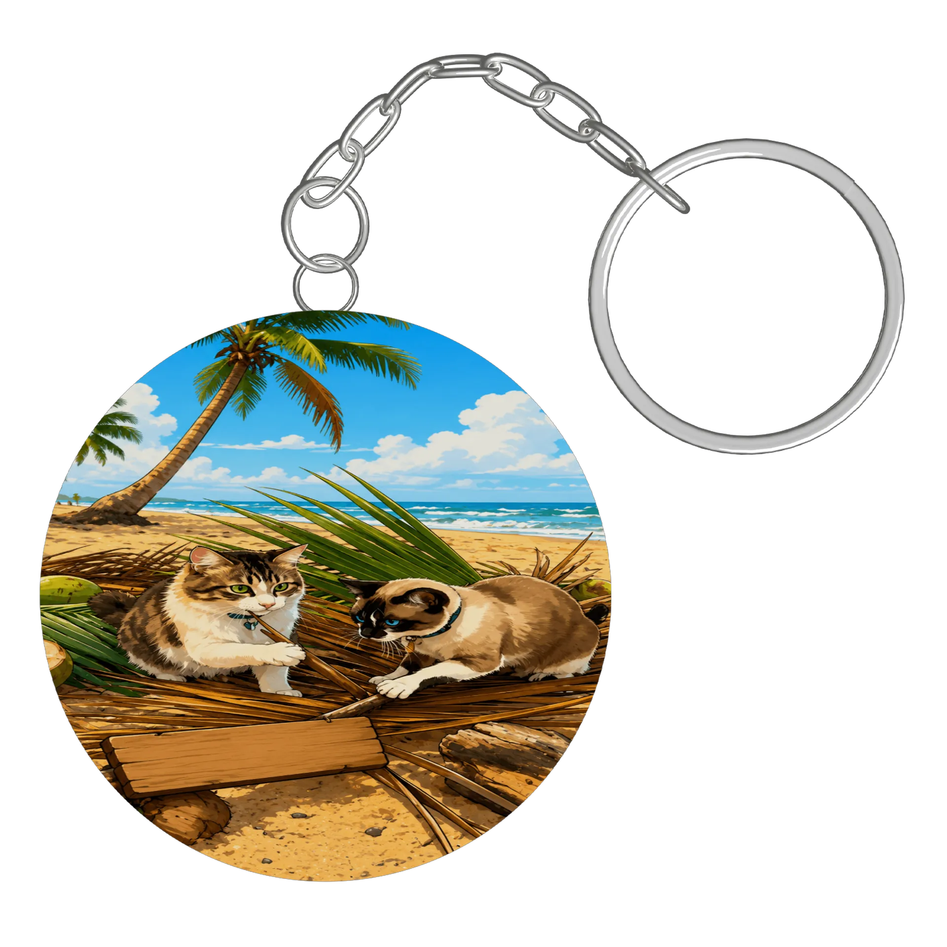 Chaveiro gatos na praia mdf - Imagem 3